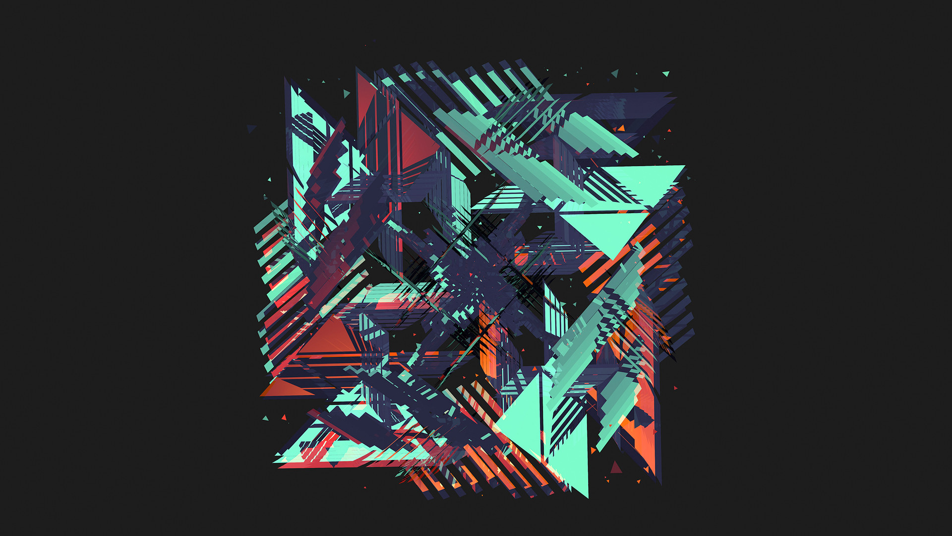 Geometria, Triangoli, Astratto, Sfondo nero, 1920x1080, wallpaper desktop