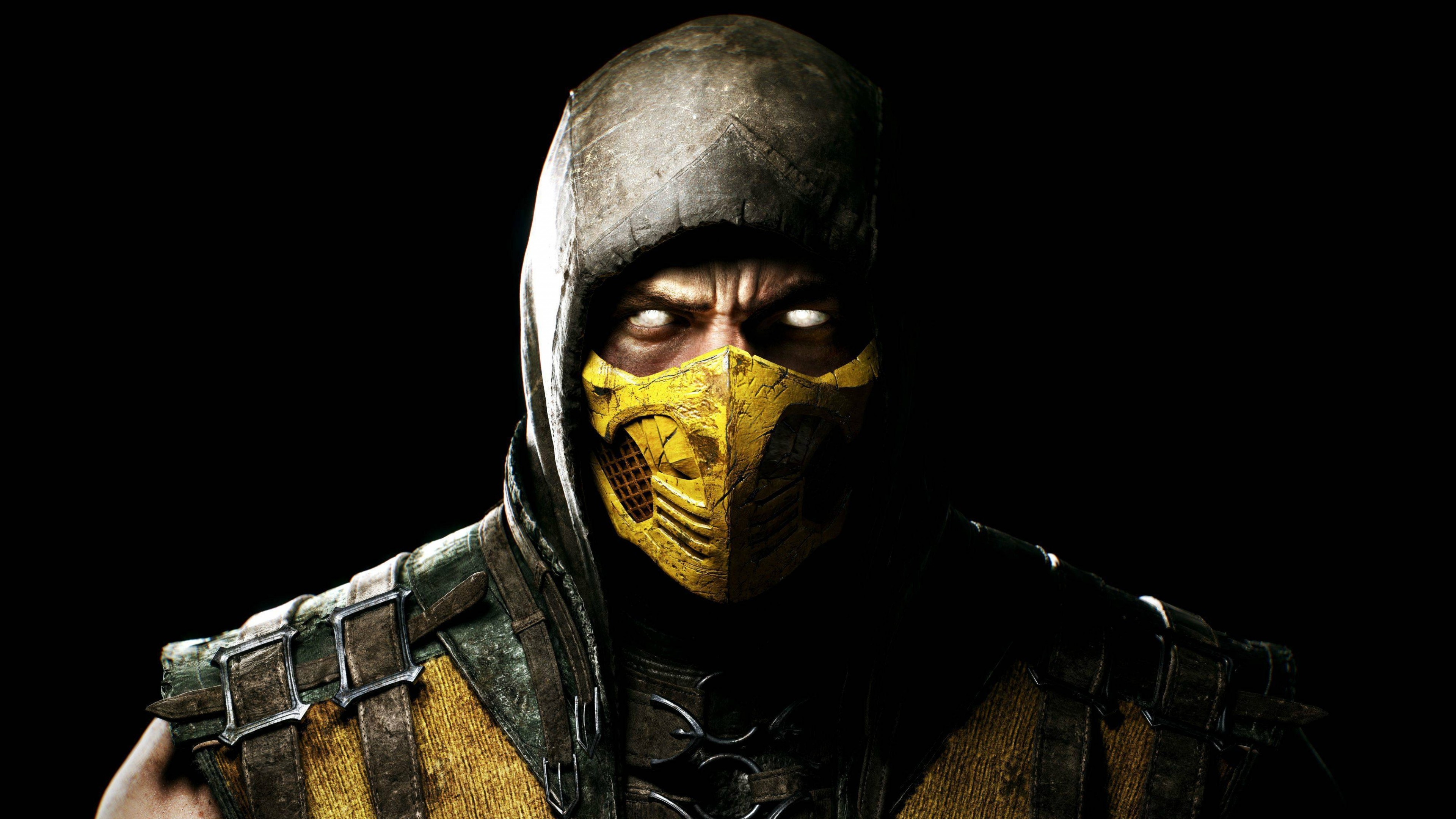 Scorpion, Mortal Kombat X, Ninja, Maschera, 16:9 4K, sfondo widescreen