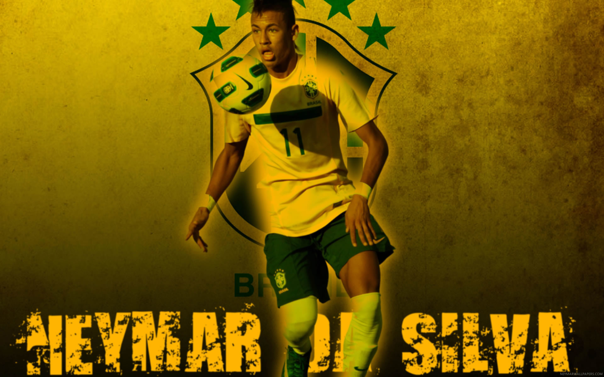 Neymar, Nazionale brasiliana, Stemma CBF, Giallo e verde, 1920x1200, sfondo per PC