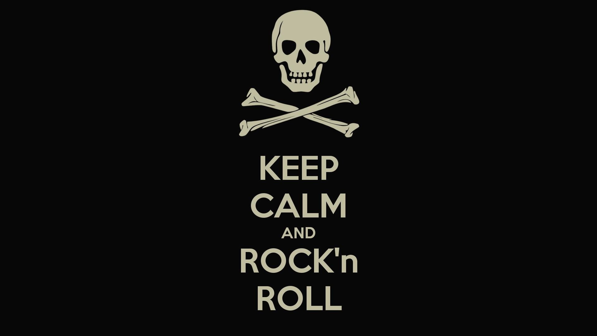 Keep Calm and Rock'n Roll, Teschio, Tipografia, Full HD, sfondo per PC