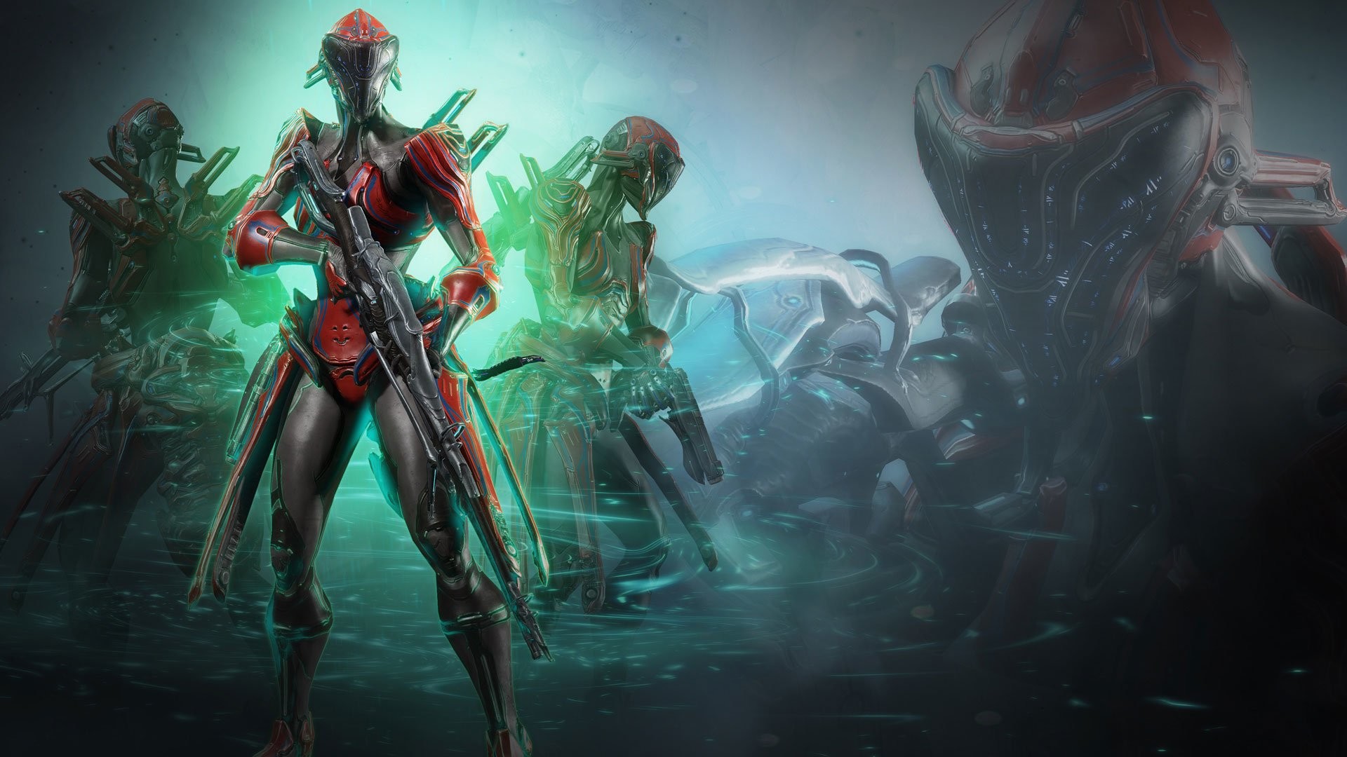 Warframe, Gruppo di Warframe, Rosso, Verde, Full HD, sfondo per portatile