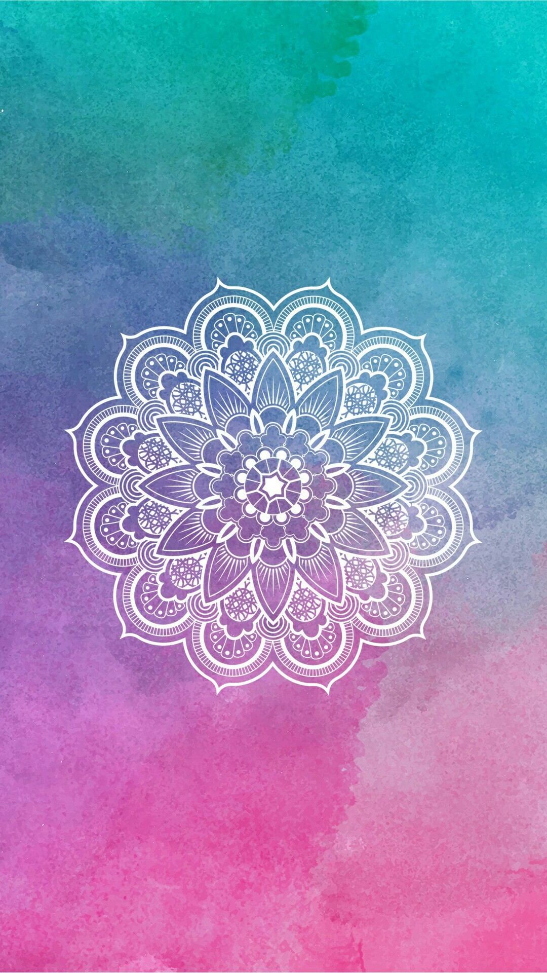 Mandala, Acquerello, Sfumatura rosa, Turchese, Verticale, Full HD, sfondo per iPhone e Android
