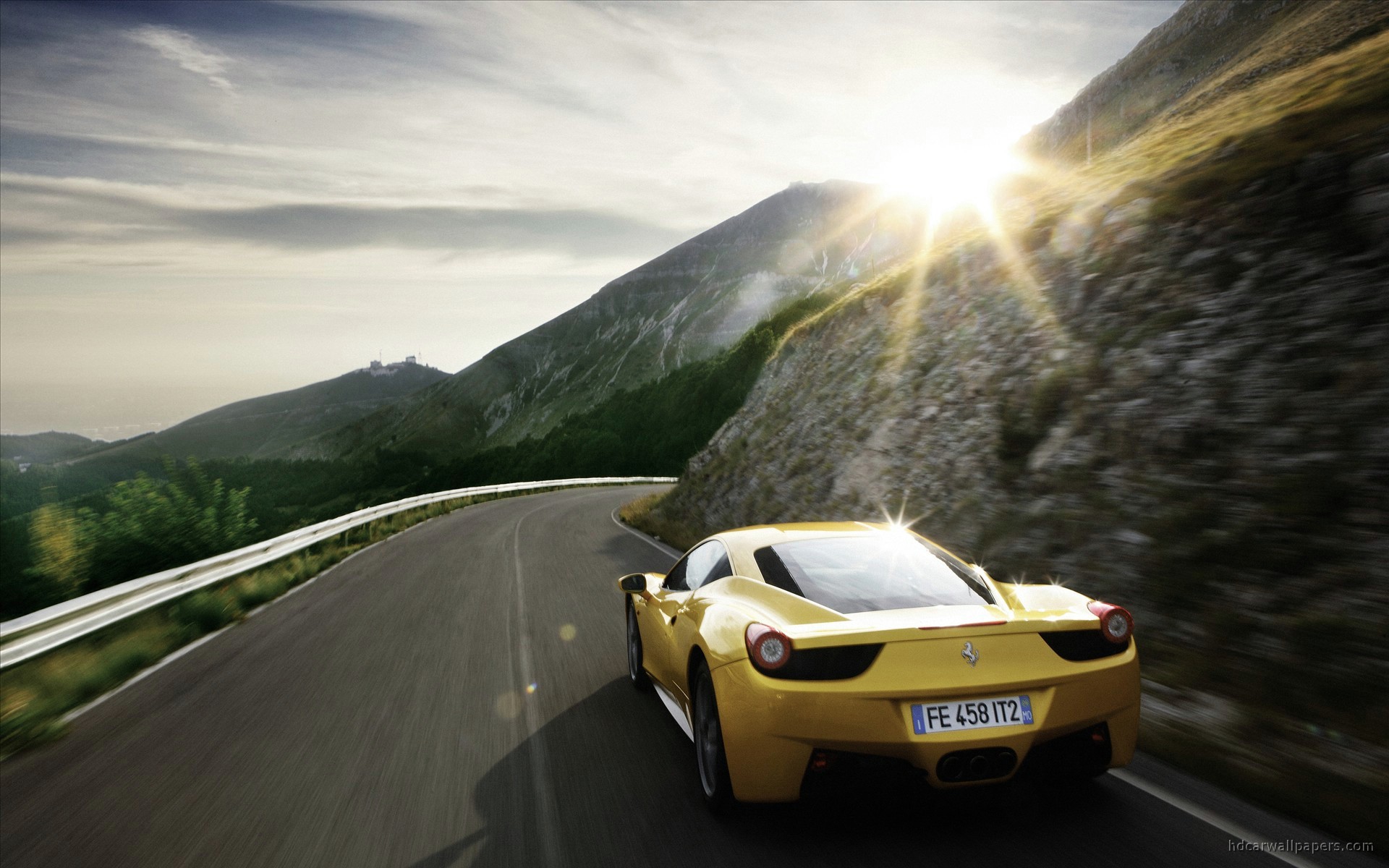 Ferrari 458 Italia, Ferrari, Strada di montagna, Giallo, 1920x1200, sfondo per PC