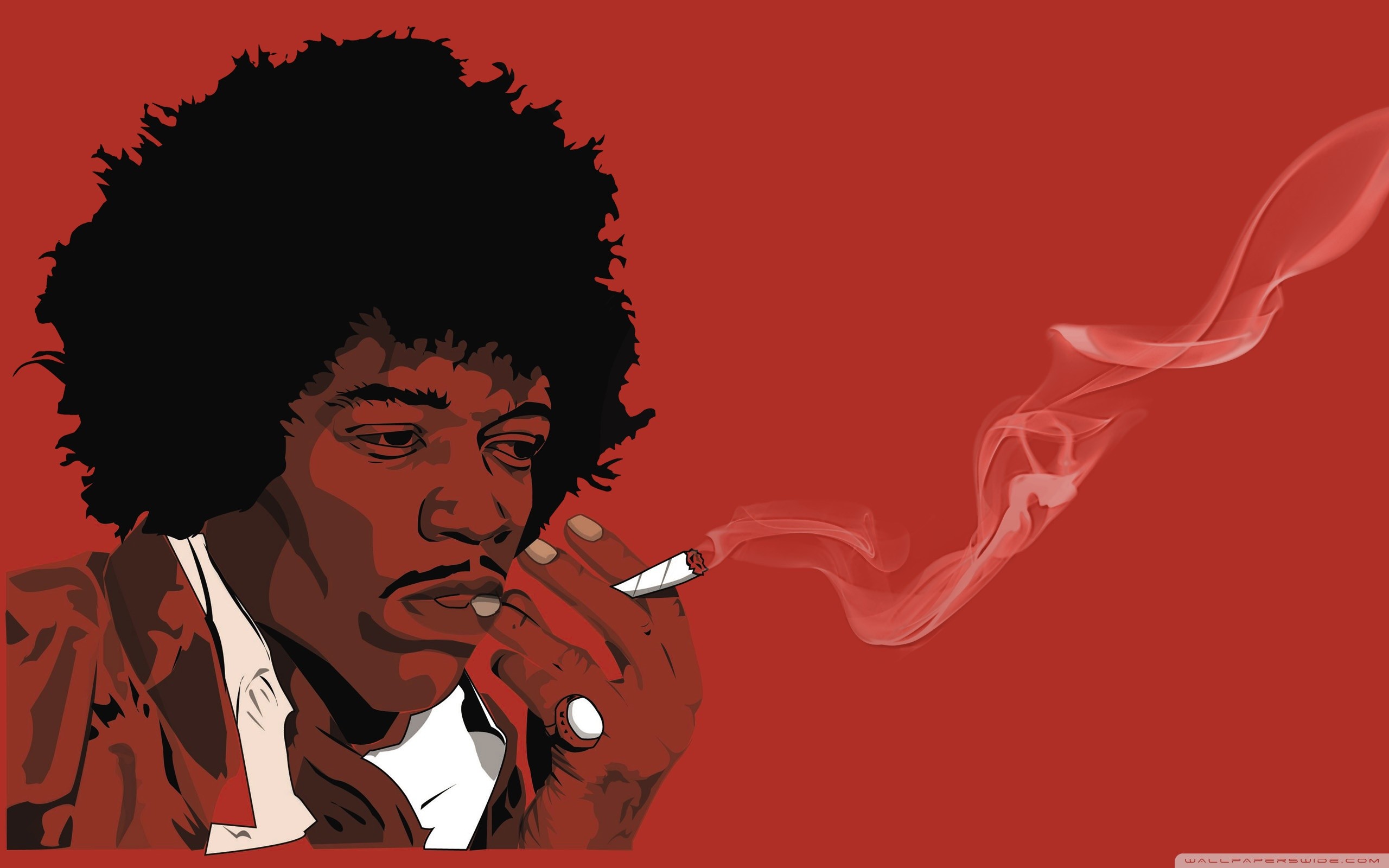 Jimi Hendrix, Sigaretta, Illustrazione, Rosso, 2560x1600, sfondo MacBook Pro