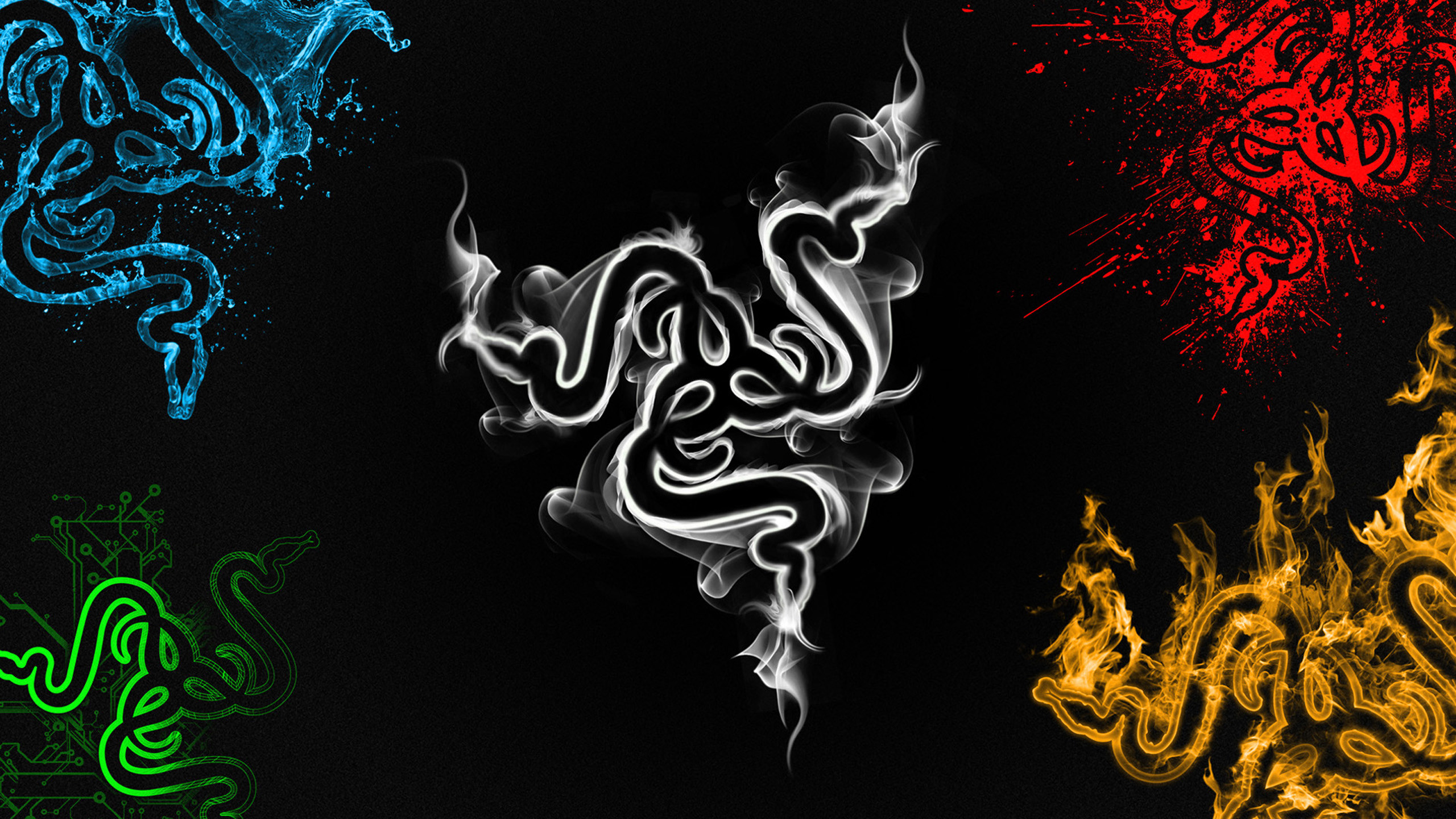 Logo Razer, Razer, Serpenti, Fumo, 2K, sfondo desktop