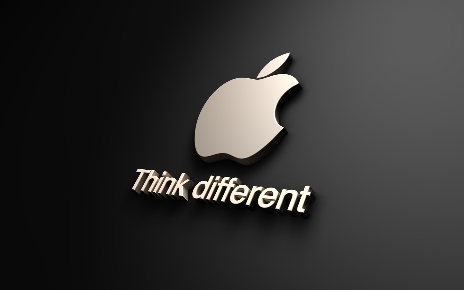 Think different, Logo Apple, Apple, Sfondo grigio, wallpaper Mac