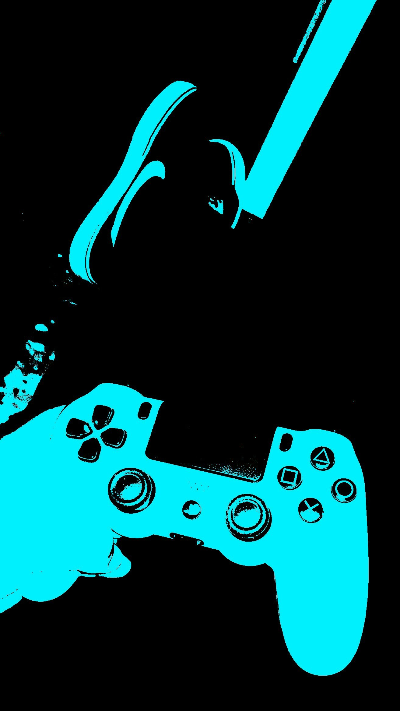 DualShock 4, PlayStation, Controller, Ciano, Silhouette, wallpaper per iPhone e Android