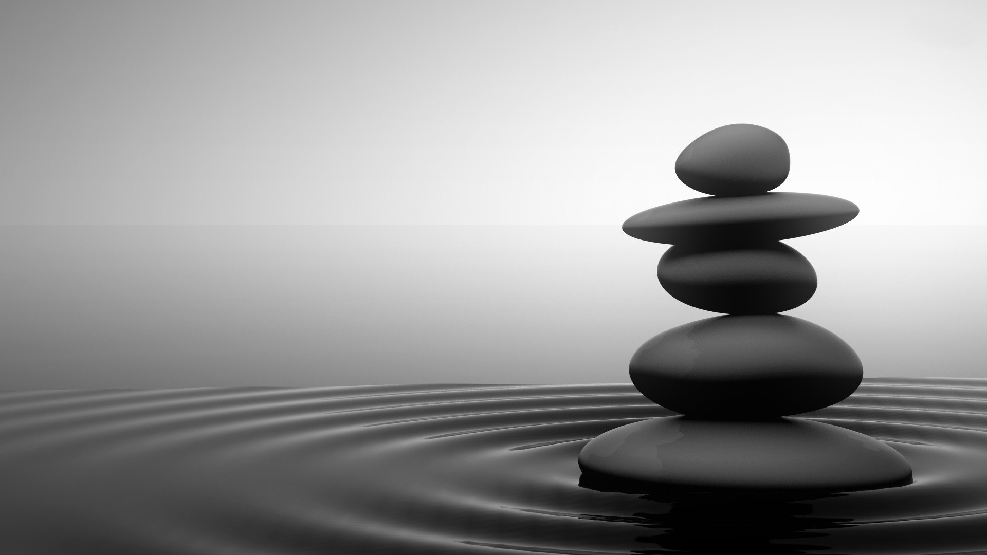Pietre impilate, Acqua, Cerchi nell'acqua, Bianco e nero, Equilibrio, wallpaper per portatile