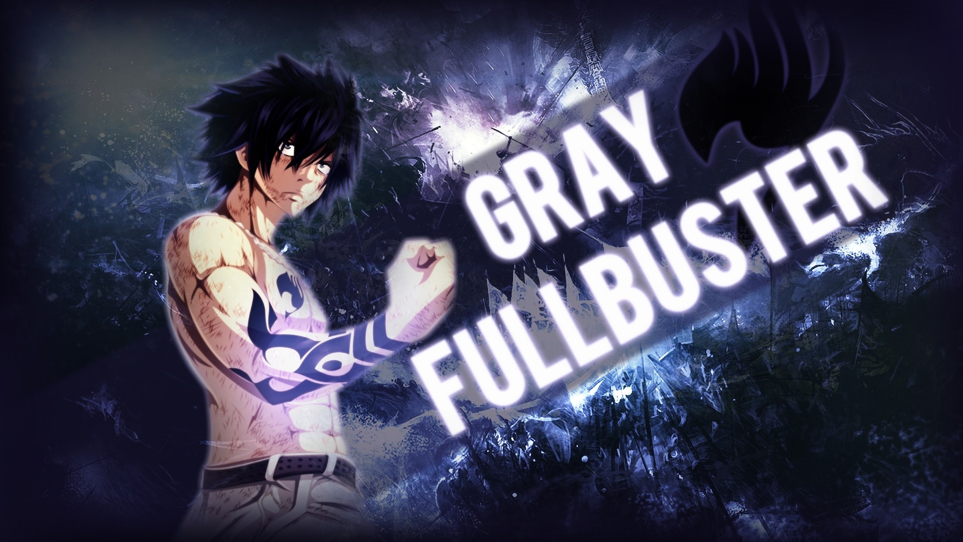 Gray Fullbuster, Fairy Tail, Magia del ghiaccio, Scritta, Full HD, sfondo per PC e portatile