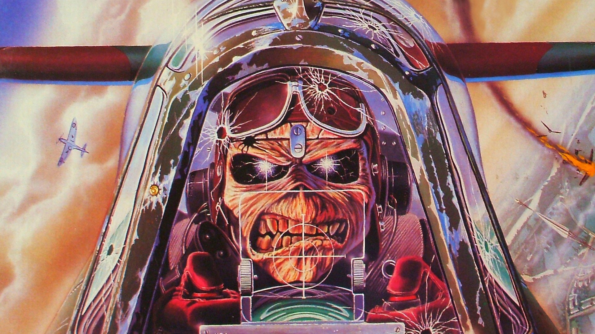 Eddie, Aces High, Iron Maiden, Pilota, Cabina di pilotaggio, Full HD, sfondo per PC e portatile