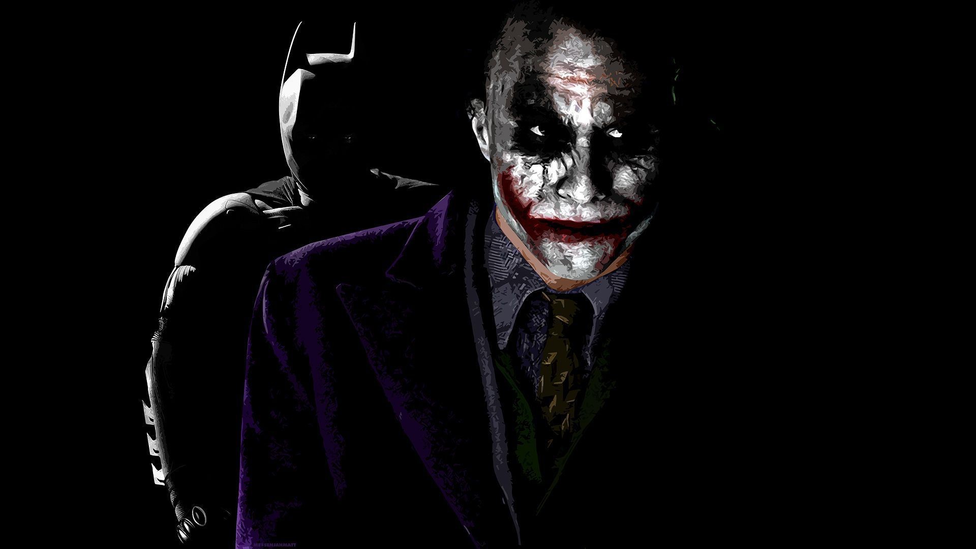 Joker, Batman, Heath Ledger, Il cavaliere oscuro, Sfondo nero, Full HD, wallpaper per PC
