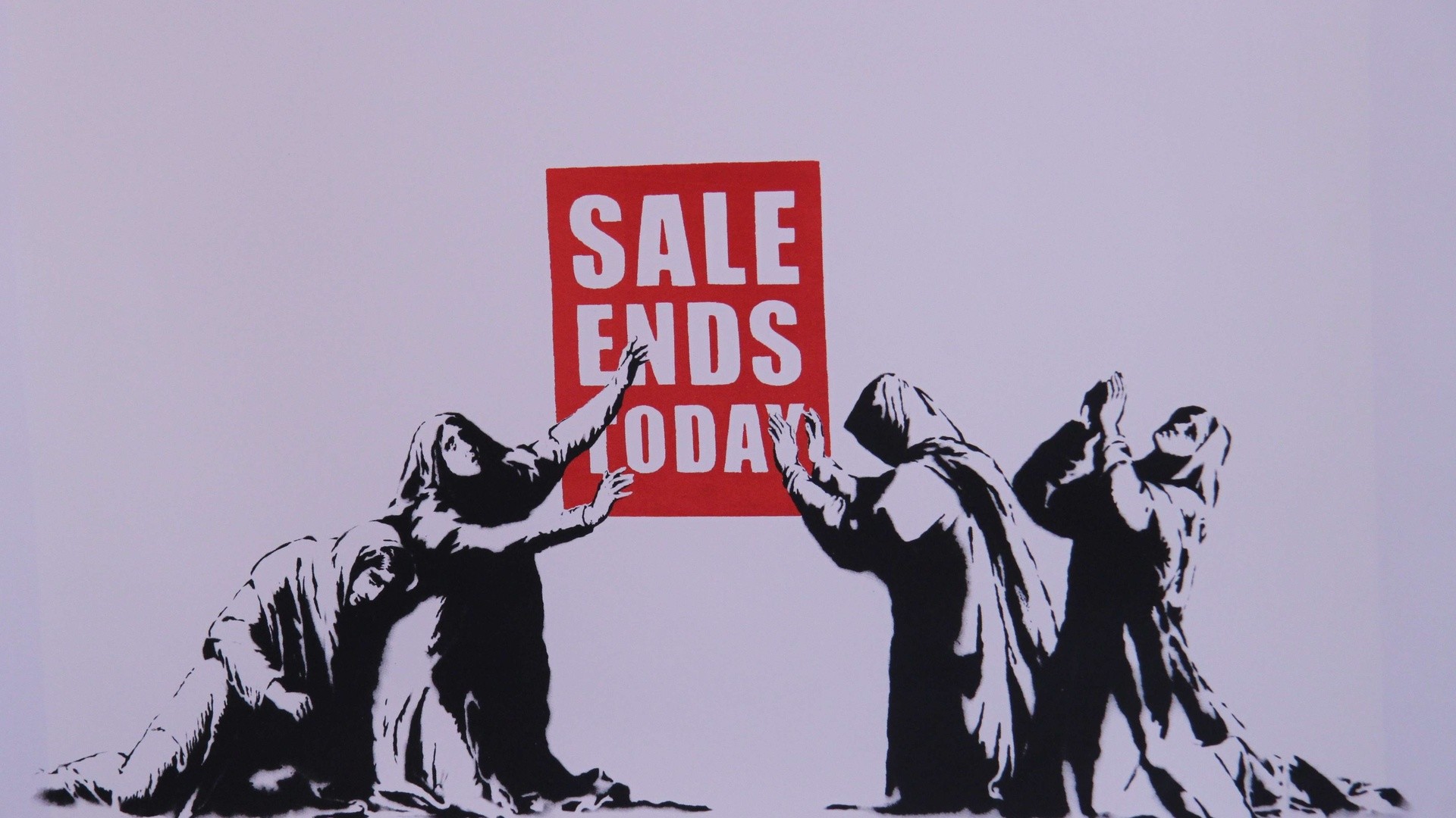 Sale Ends Today, Banksy, Stencil, Lilla, Full HD 1080p, sfondo desktop
