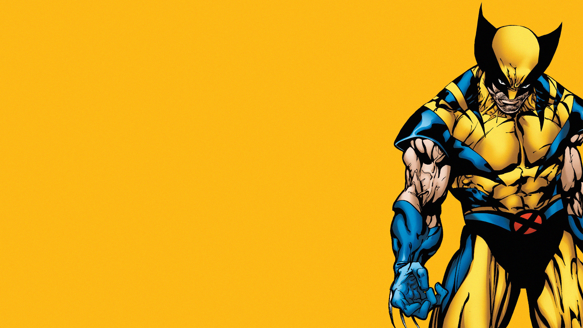 Wolverine, Marvel Comics, X-Men, Sfondo giallo, 16:9 Full HD, wallpaper widescreen