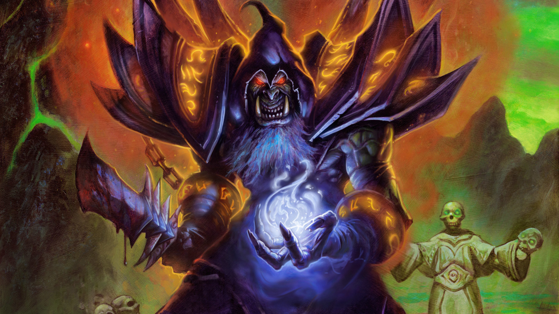 Hearthstone, Gul'dan, Stregone, Magia oscura, Warcraft, Full HD, sfondo per PC e portatile