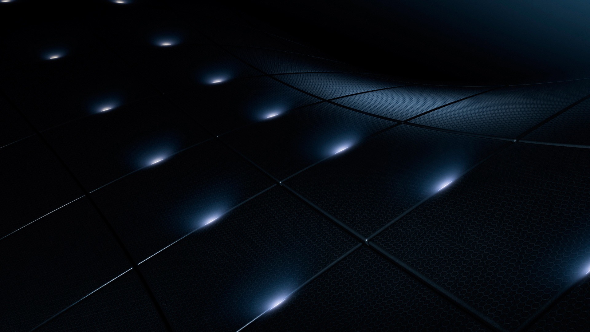Piastrelle, Luci blu, Nero, Rendering 3D, Full HD, sfondo Windows 11