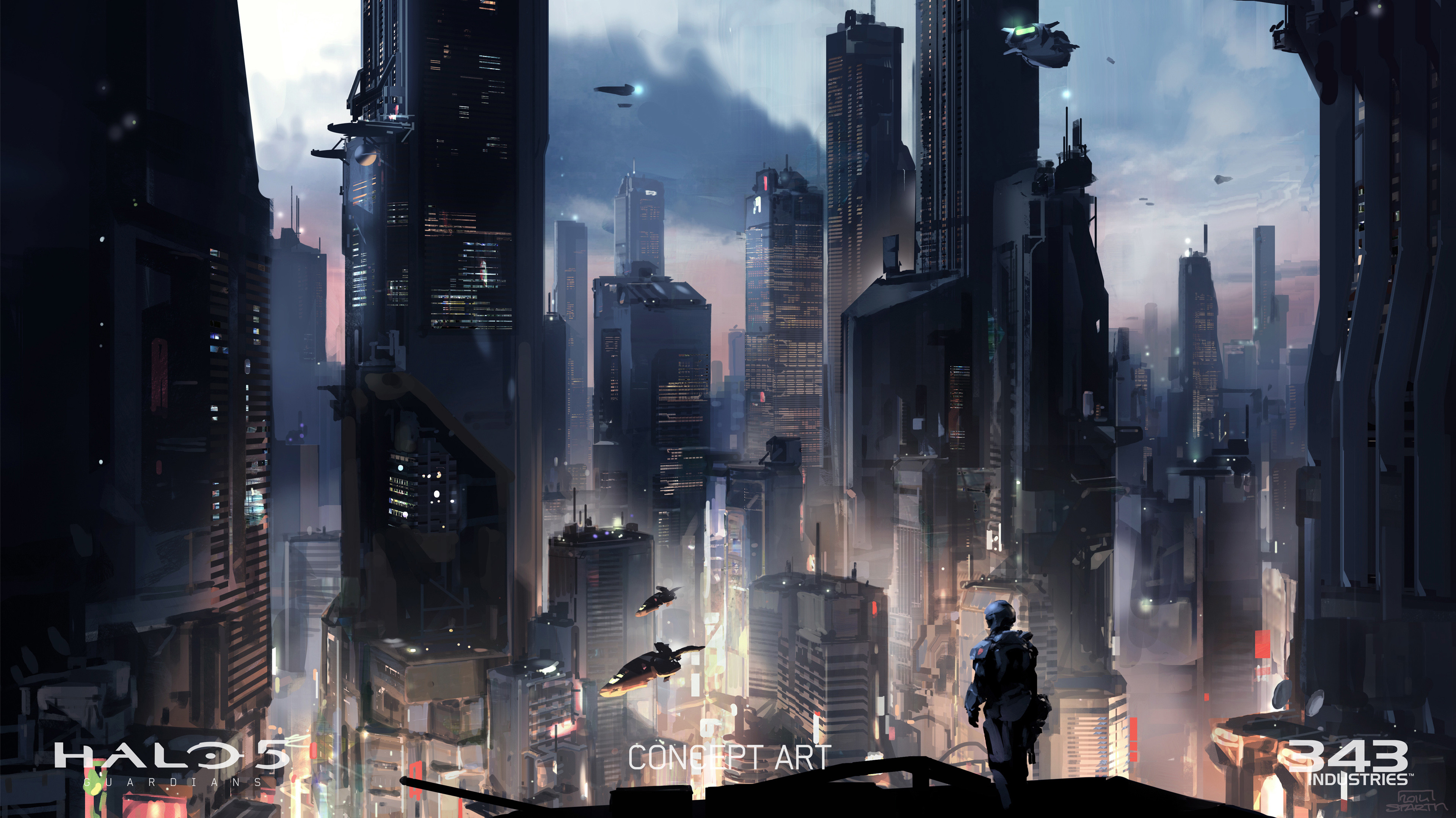 Halo 5: Guardians, Concept art, Città futuristica, 343 Industries, sfondo 3840x2160 per PC