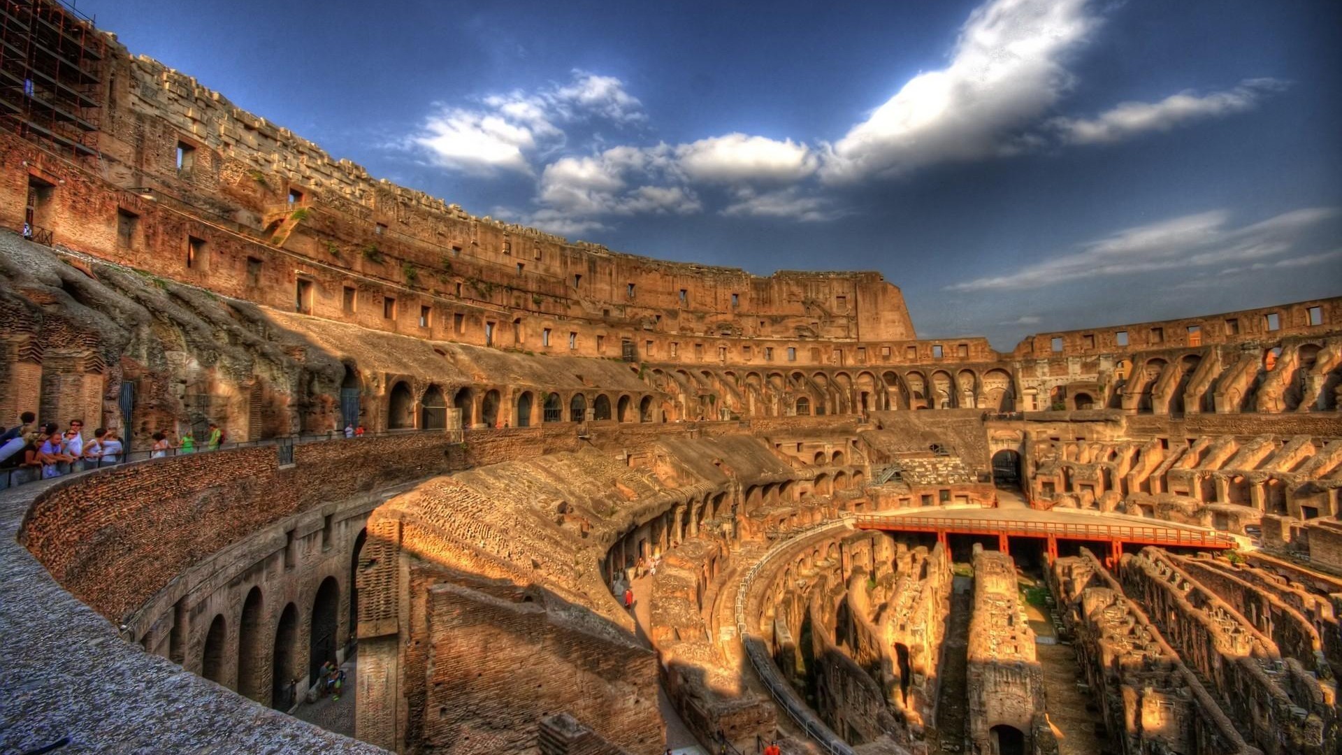 Colosseo, Interno, Arena, Roma, HDR, Nuvole, Full HD, wallpaper desktop