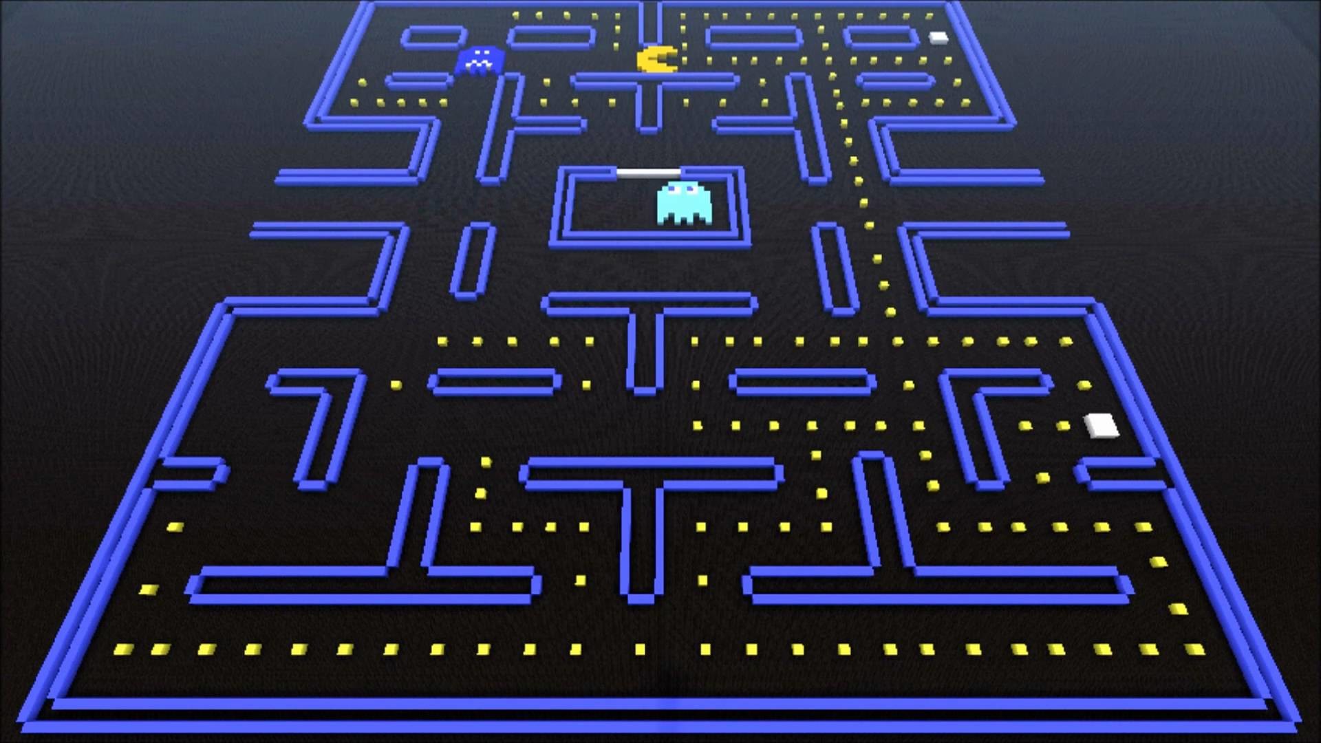 Pac-Man, Labirinto, Prospettiva, Blu, Videogioco arcade, Full HD 1080p, sfondo desktop