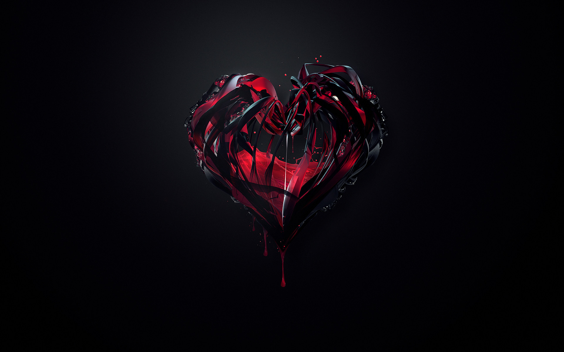 Cuore, Astratto, Rosso scuro, Sfondo nero, 16:10 Full HD, wallpaper widescreen