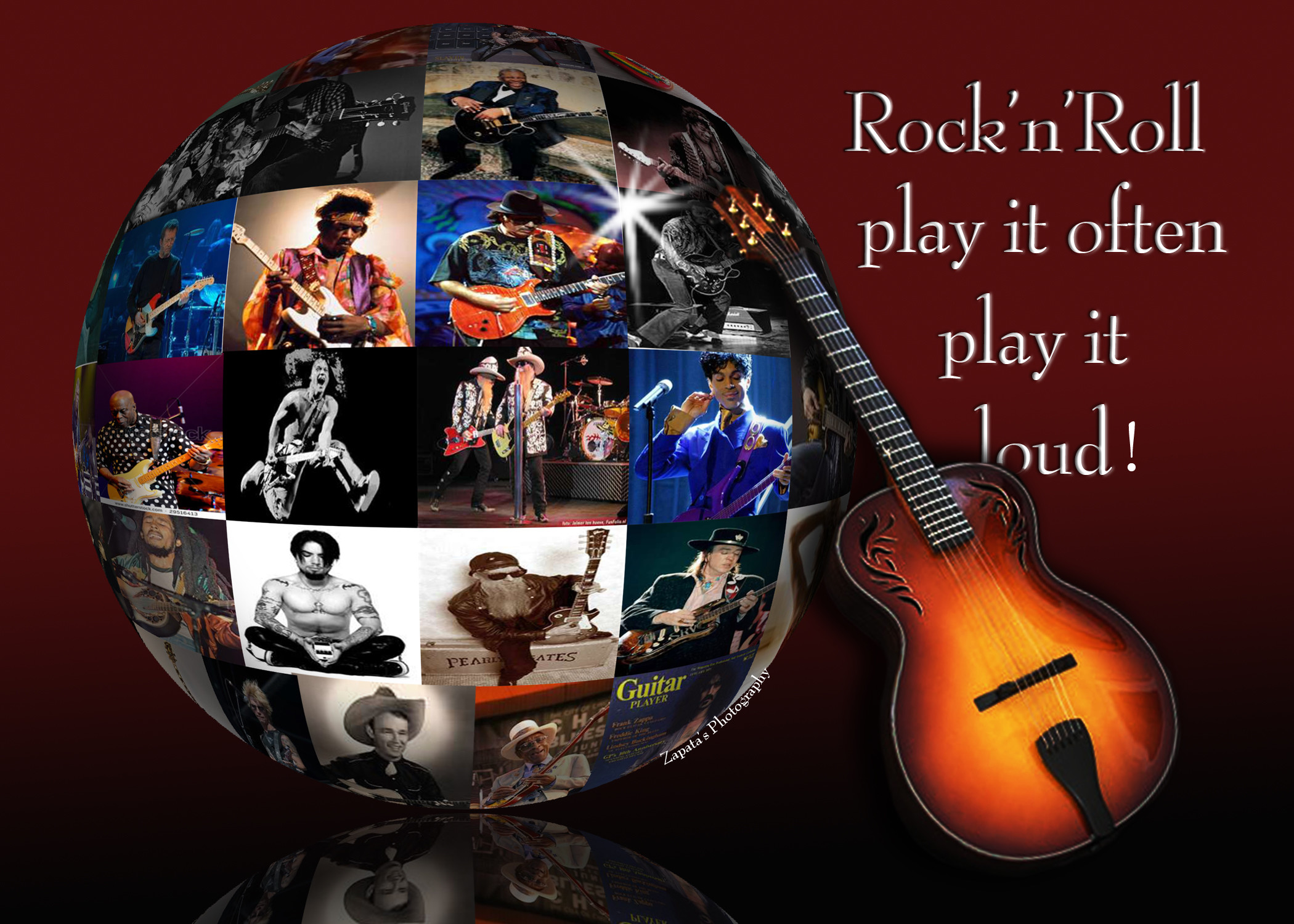 Rock 'n' Roll, Chitarra, Collage, Citazione, Full HD, sfondo per PC e portatile
