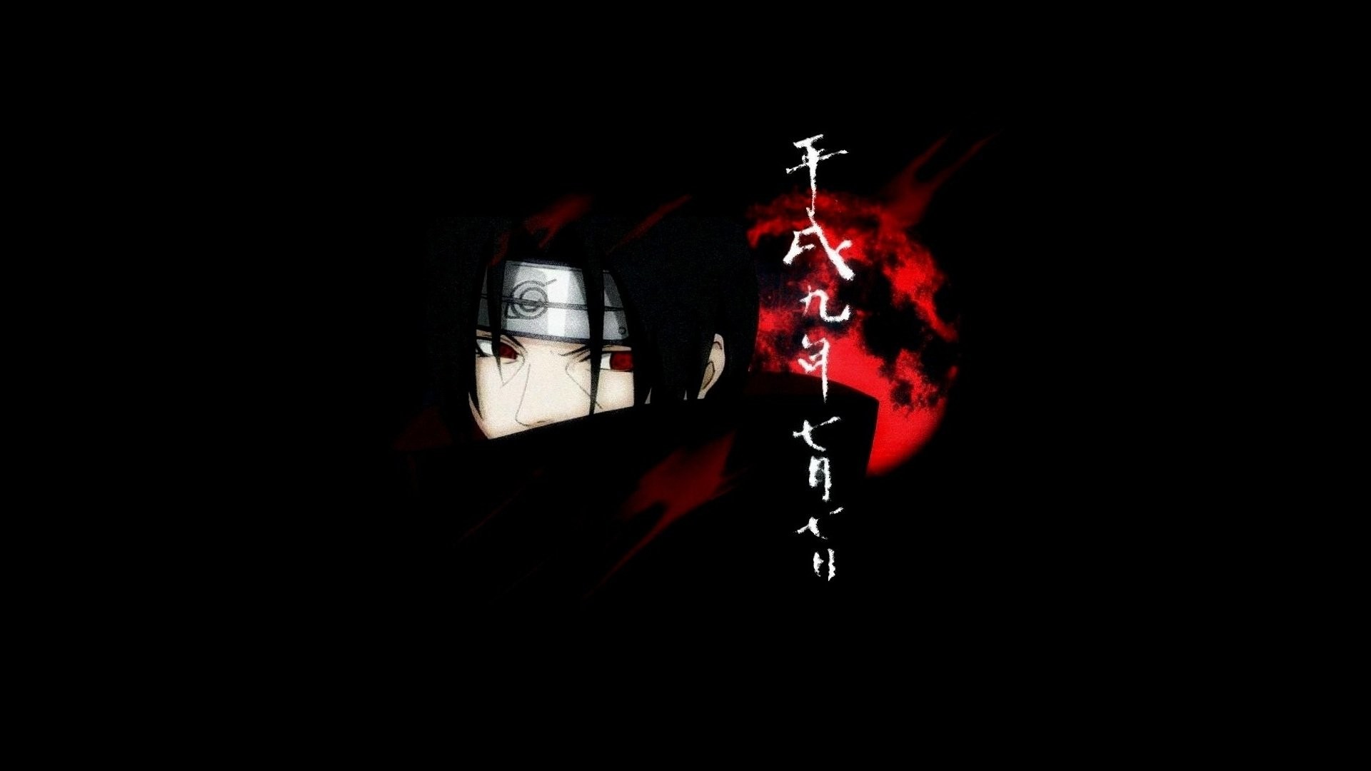 Itachi Uchiha, Naruto, Sharingan, Kanji, Full HD 1080p, sfondo desktop