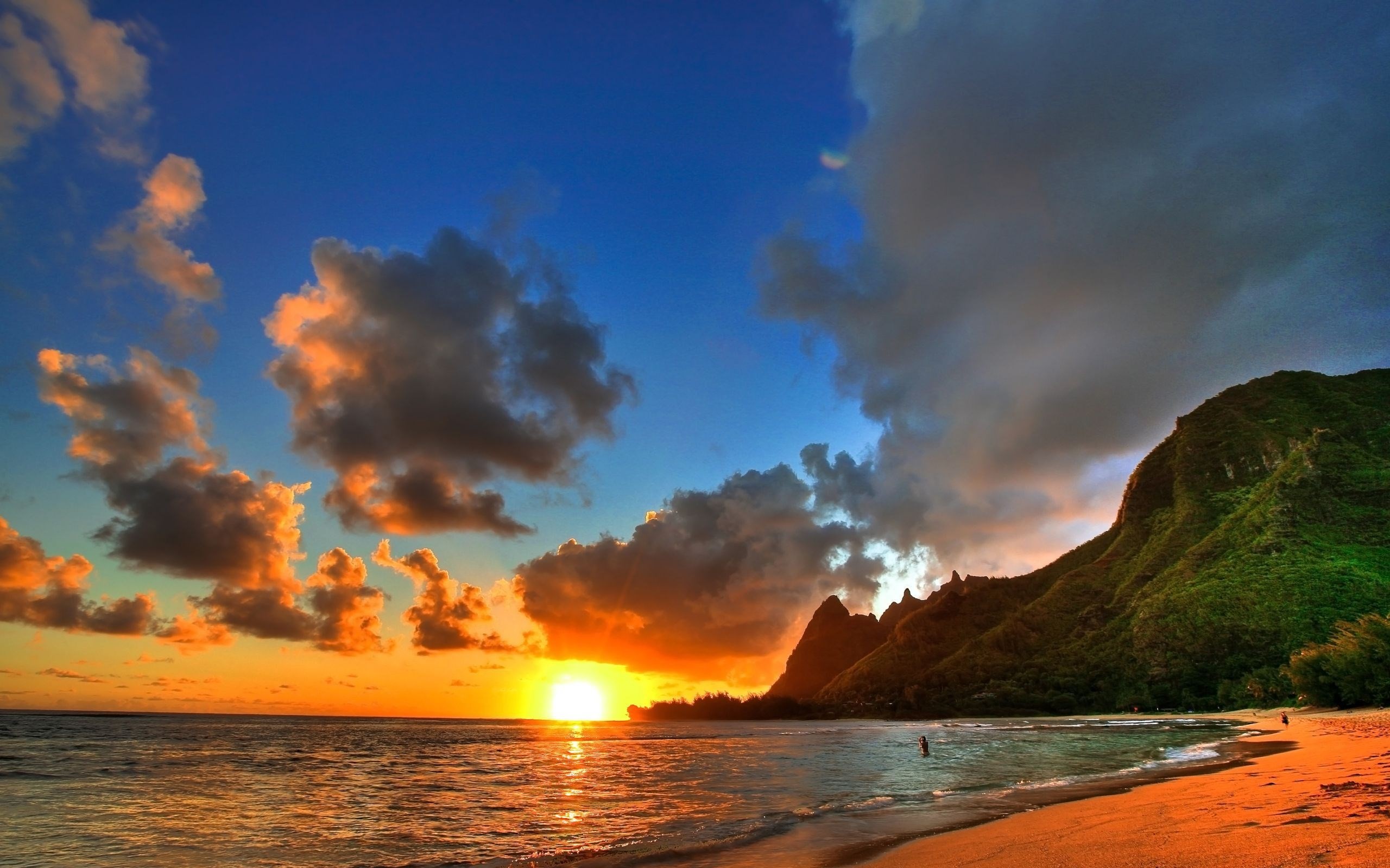 Hanalei Bay, Kauai, Hawaii, Tramonto, 16:10 2K, sfondo widescreen