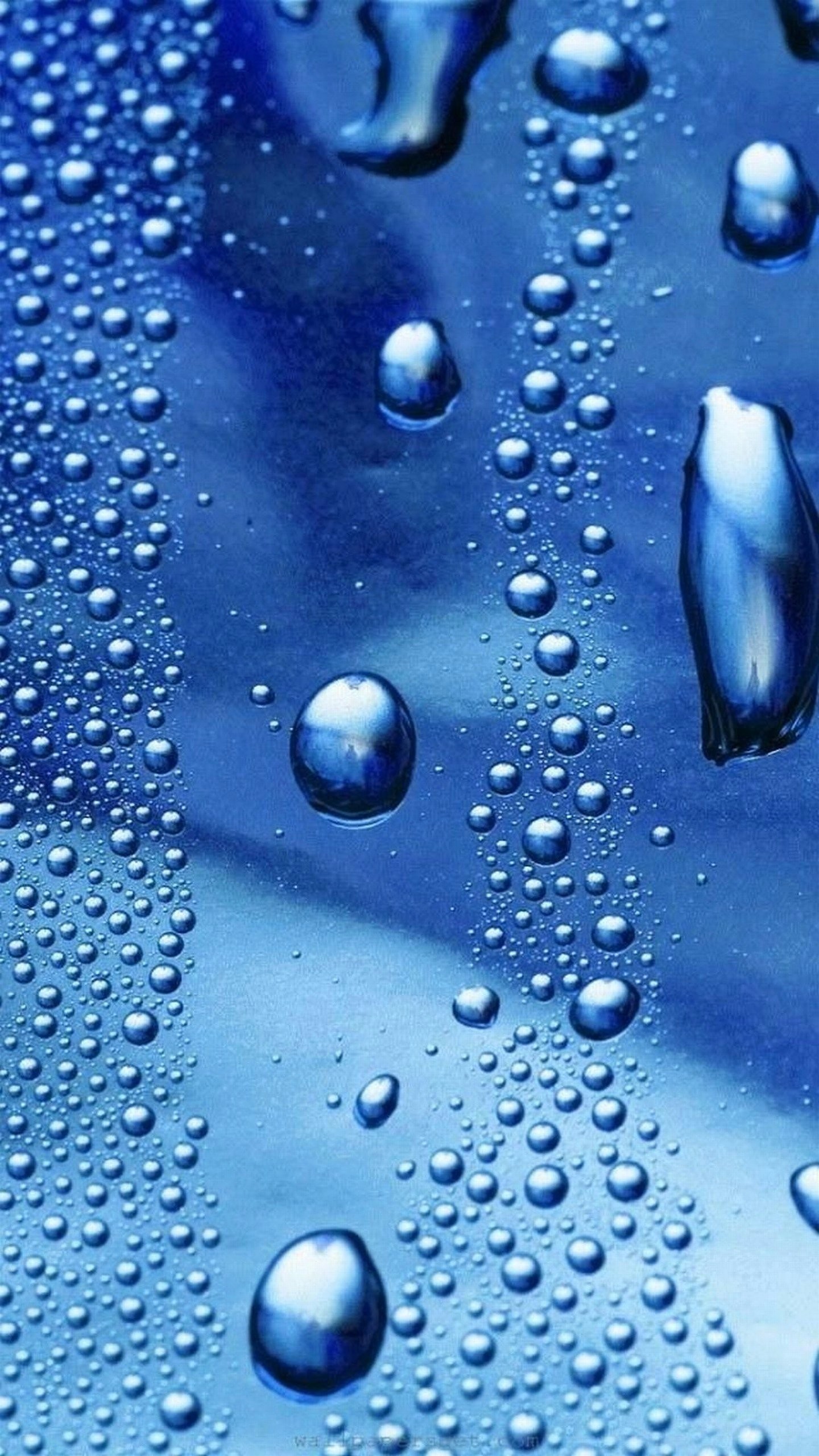Gocce d'acqua, Blu, Macro, Superficie, sfondo per iPhone e Android