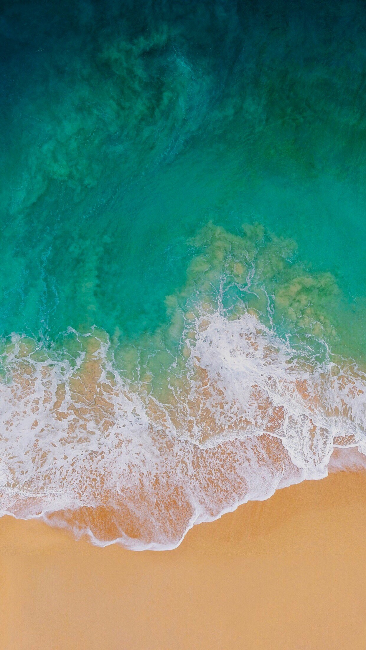 Spiaggia, Onde, Vista aerea, iOS 11, sfondo iPhone 7 Plus verticale