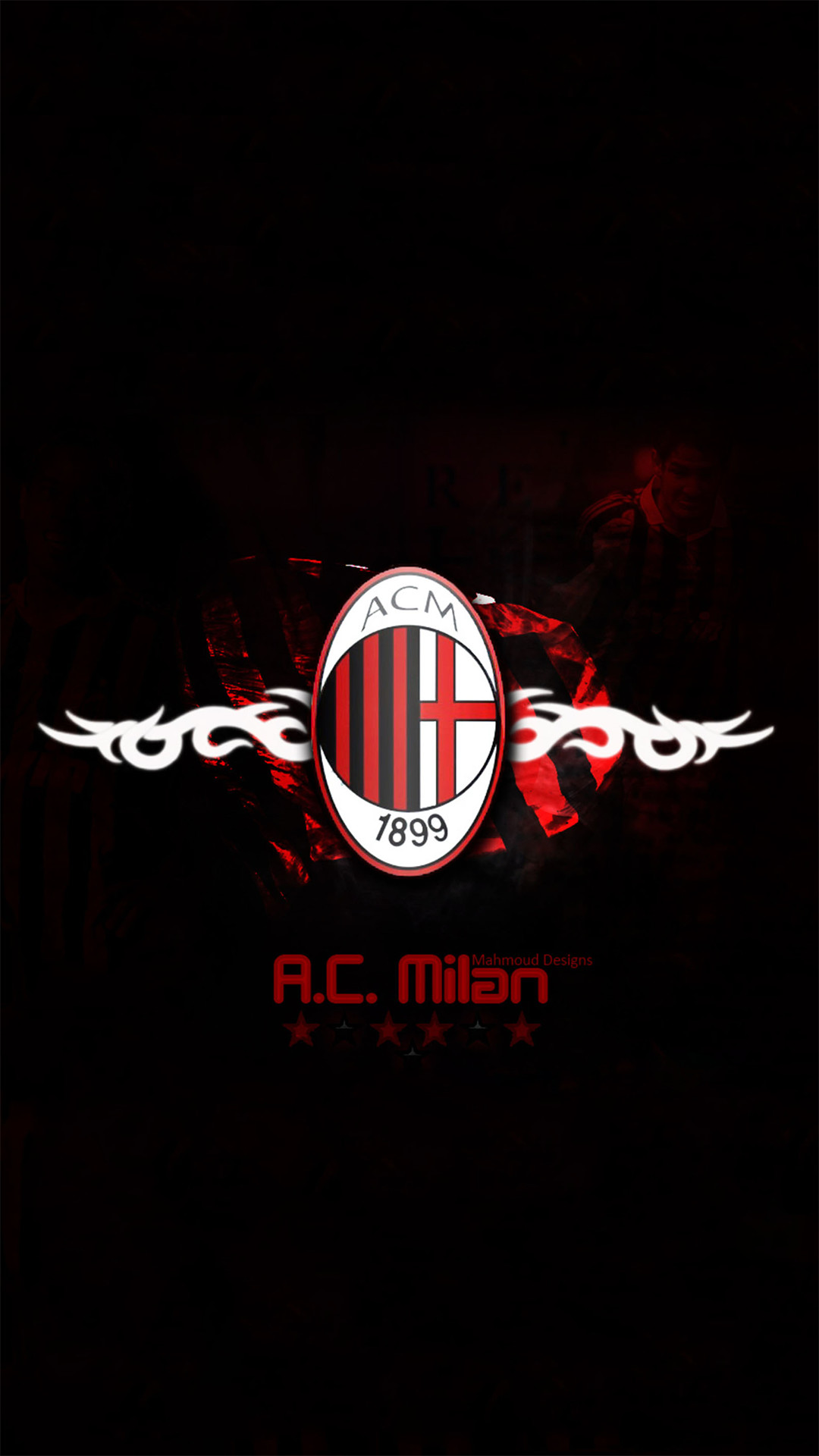 Logo AC Milan, AC Milan, Sfondo nero, 1080x1920, schermata di blocco iPhone