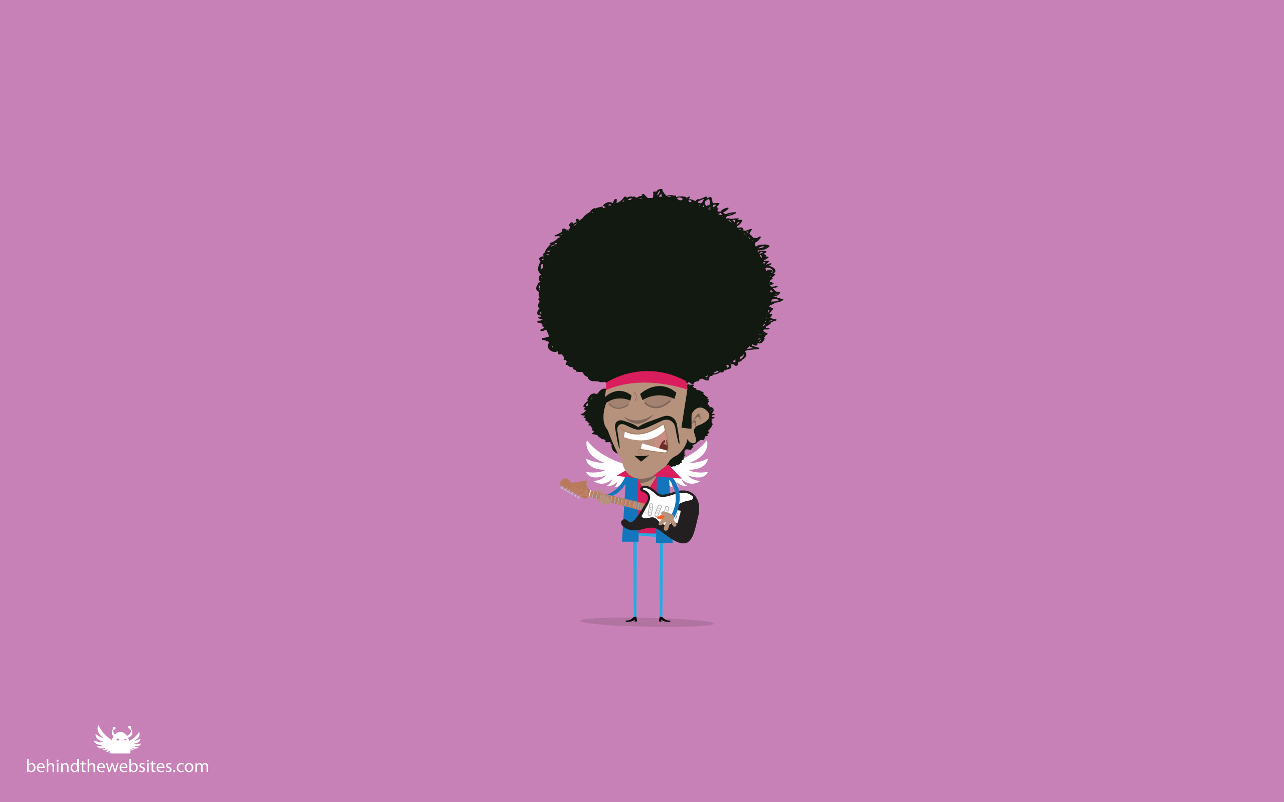 Jimi Hendrix, Caricatura, Minimalista, Viola, 2K 1600p, sfondo desktop