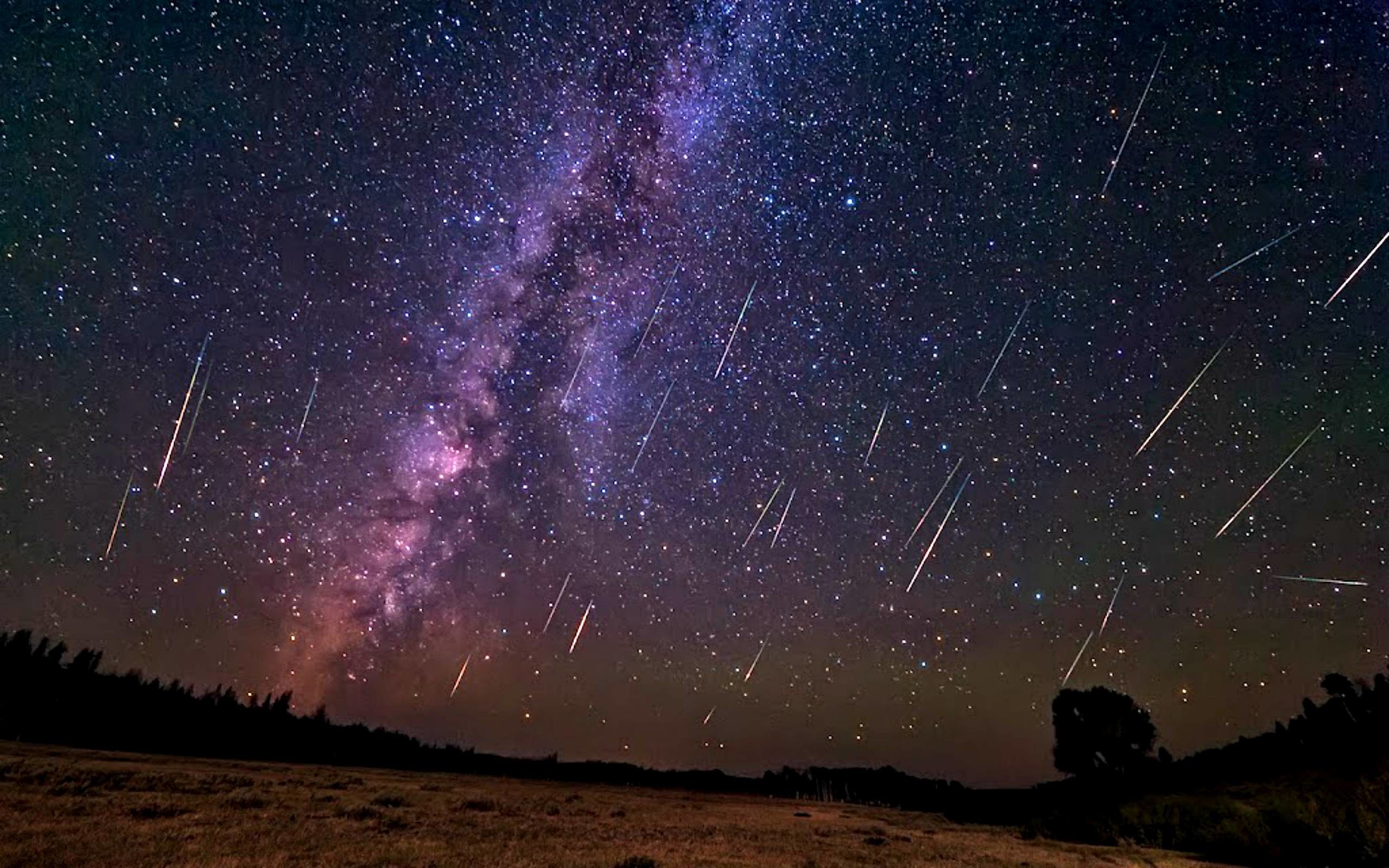 Via Lattea, Stelle cadenti, Perseidi, Cielo stellato, 2560x1600, immagine di sfondo