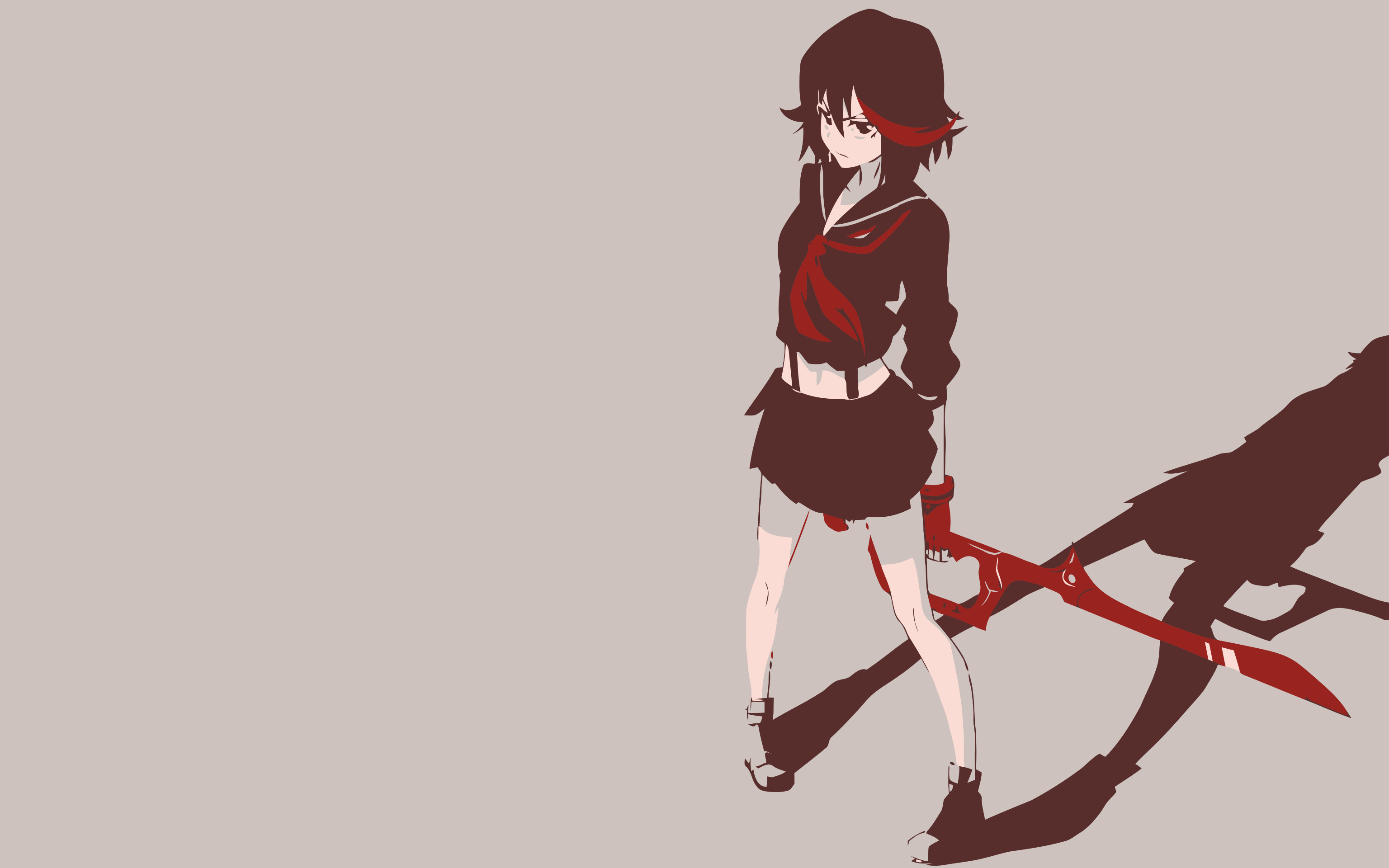 Ryuko Matoi, Kill la Kill, Forbice-spada, Ombra, Minimalista, 2K, sfondo per PC
