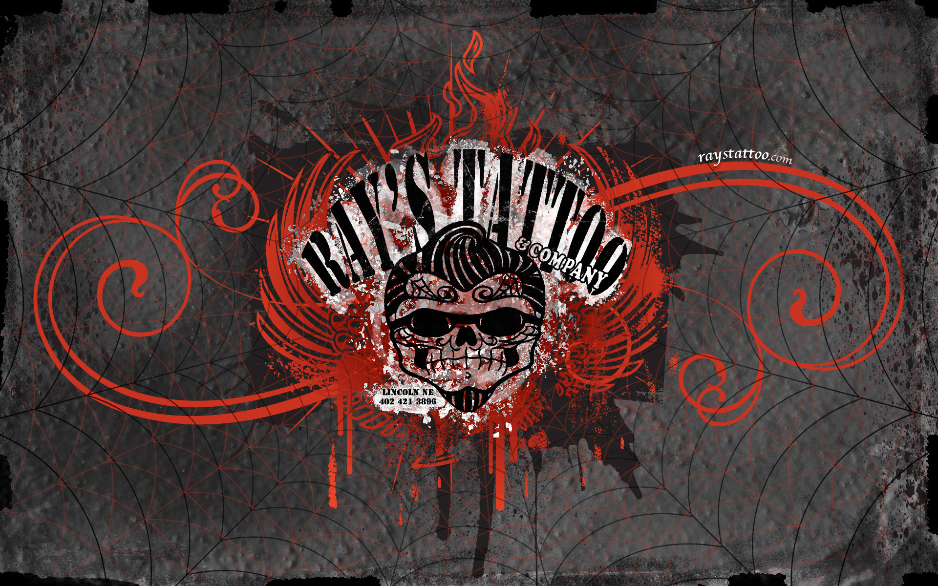 Rat's Tattoo, Logo, Teschio, Ragnatele, Grunge, 1920x1200, sfondo MacBook Pro