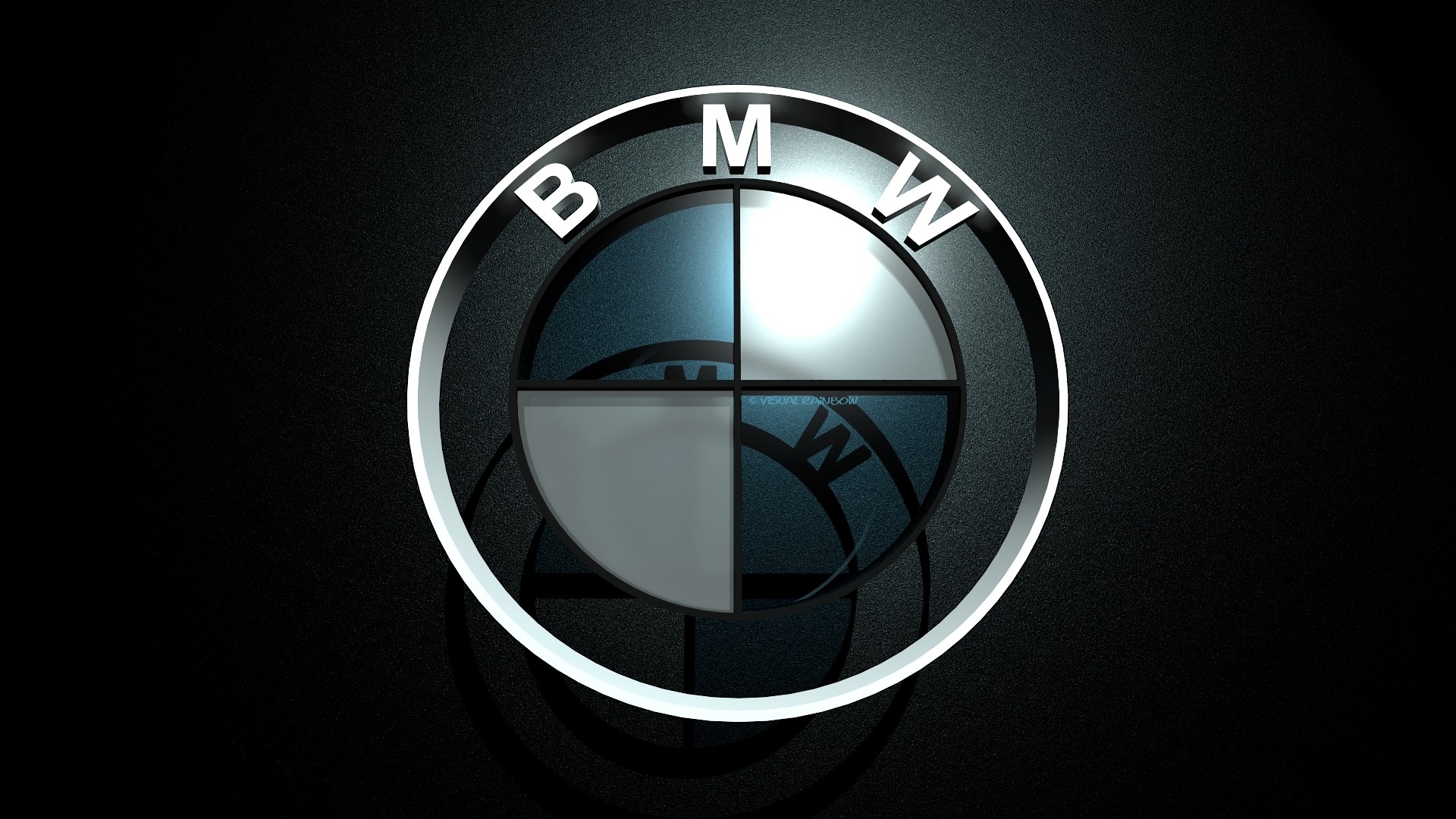 Logo BMW, BMW, Bianco e nero, Sfondo nero, 1920x1080, wallpaper desktop