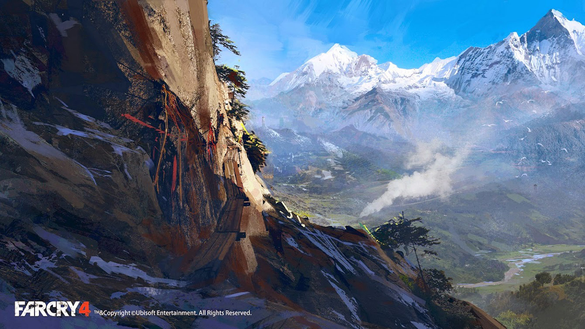 Far Cry 4, Himalaya, Montagne innevate, Logo, 16:9 Full HD, sfondo widescreen