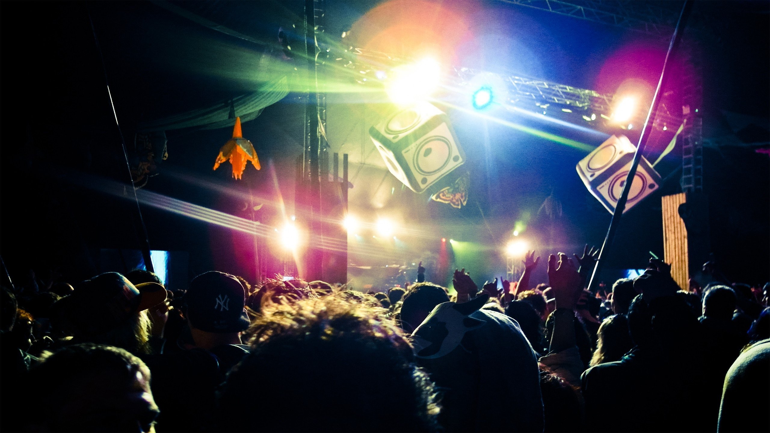 Festival, Folla, Palco, Luci, 2K, sfondo per PC e portatile