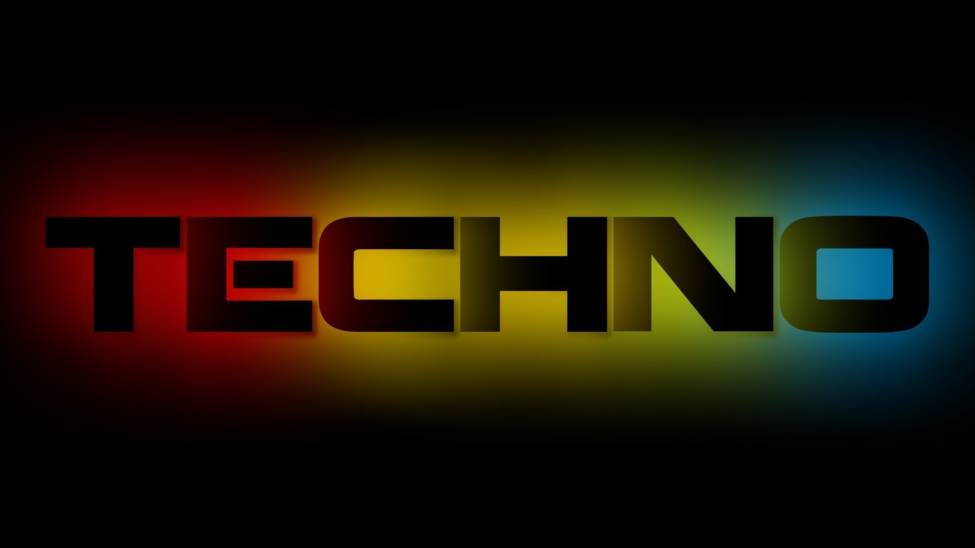 Techno, Scritta, Luce arcobaleno, Sfondo nero, 16:9 Full HD, wallpaper widescreen
