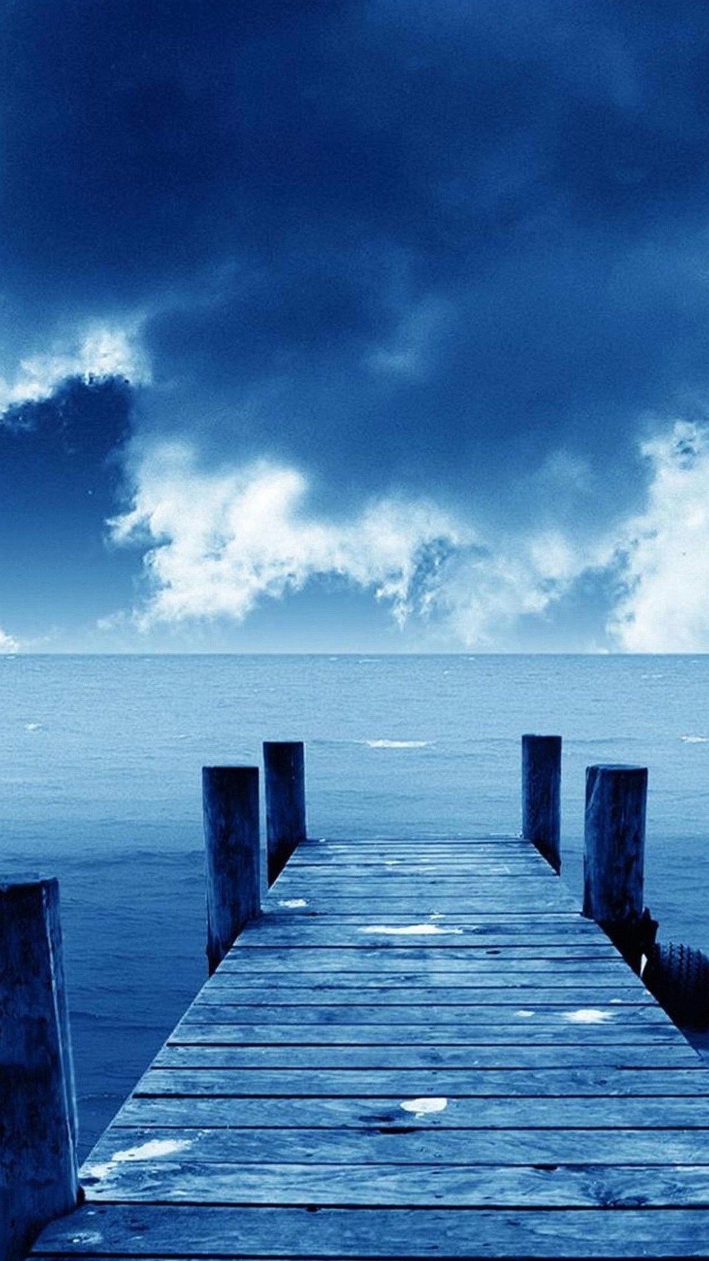Pontile, Mare, Nuvole, Blu, Orizzonte, QHD+, schermata di blocco LG G3