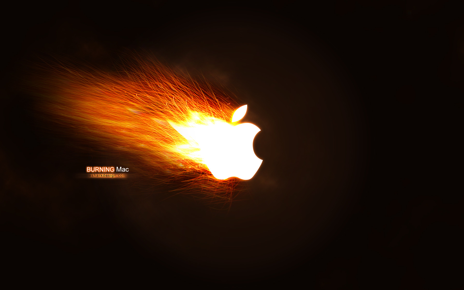 Apple, Burning Mac, Fuoco, Sfondo nero, Full HD, wallpaper per PC