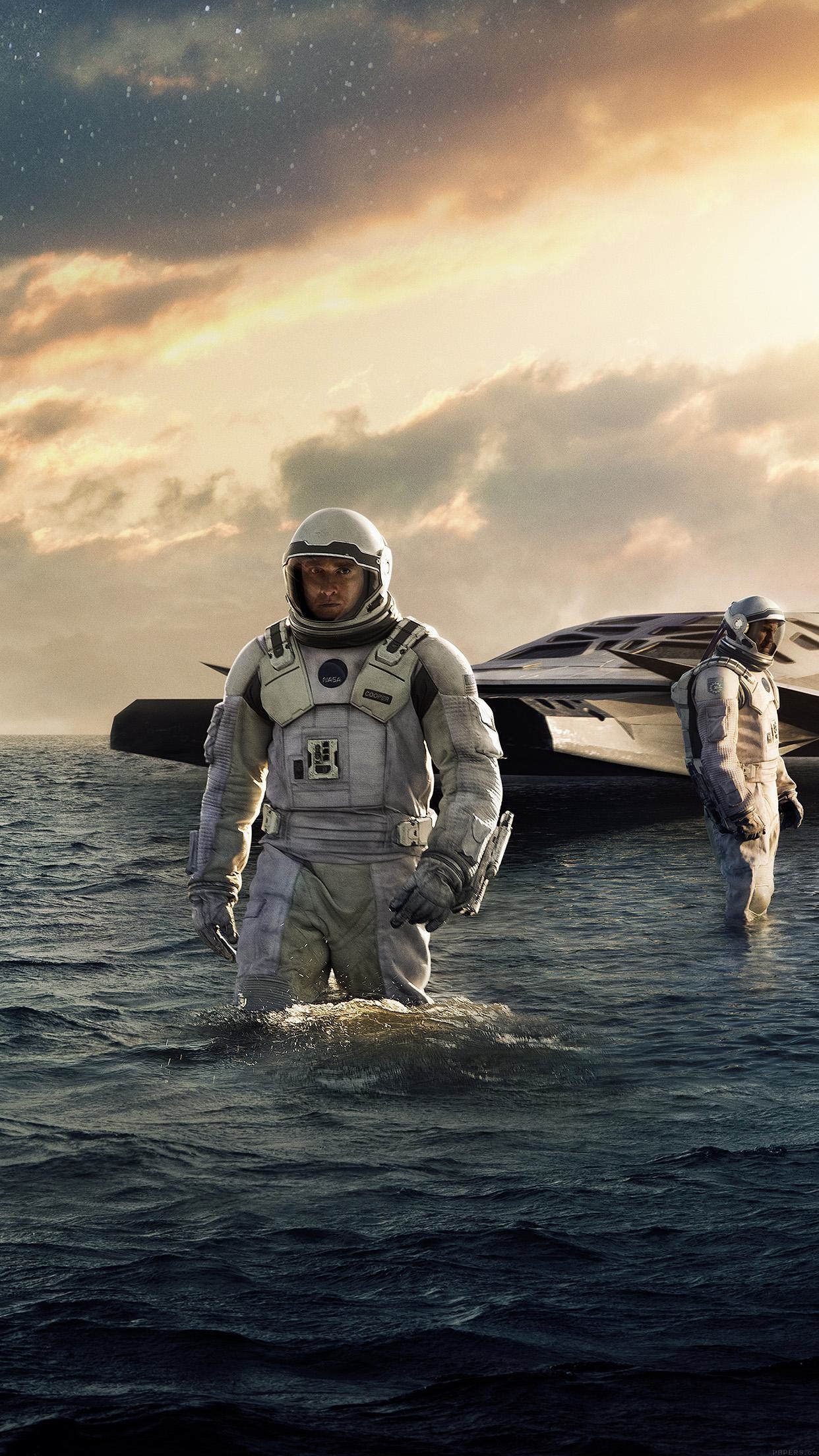 Interstellar, Astronauta, Oceano, Navicella, Tramonto, Full HD, sfondo per iPhone e Android
