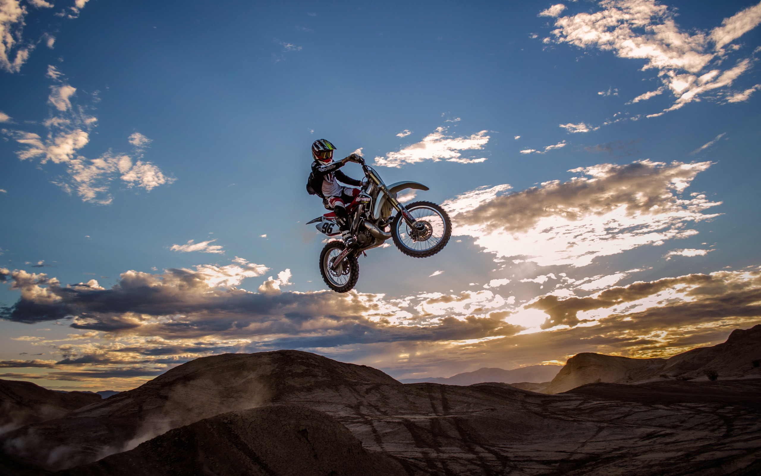 Salto, Motocross, Tramonto, Cielo, Silhouette, 2560x1600, sfondo per PC