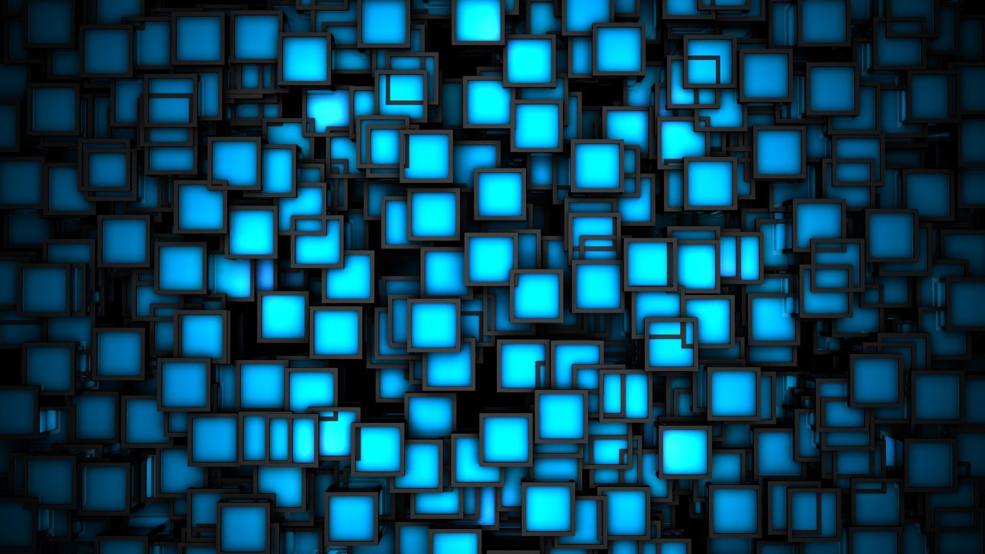 Quadrati, Azzurro, Astratto, Sfondo nero, 1920x1080, wallpaper desktop