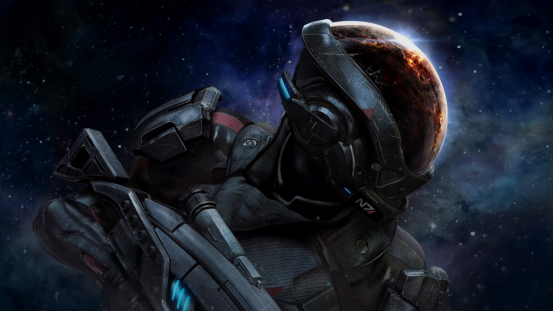 Ryder, Mass Effect: Andromeda, Mass Effect, Casco, Spazio, Full HD, wallpaper per computer