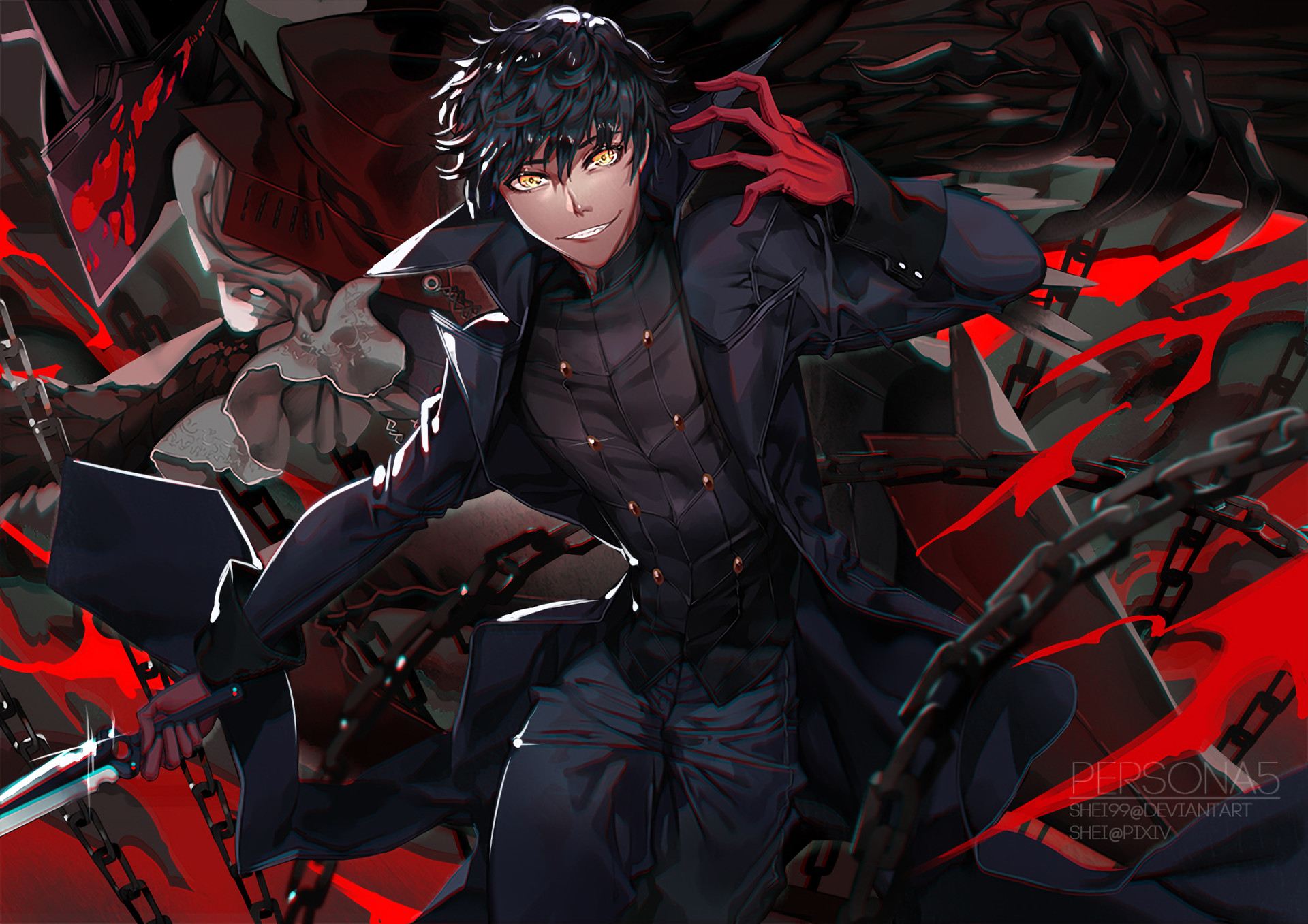 Joker, Persona 5, Catene, Fan art, Full HD, sfondo per portatile