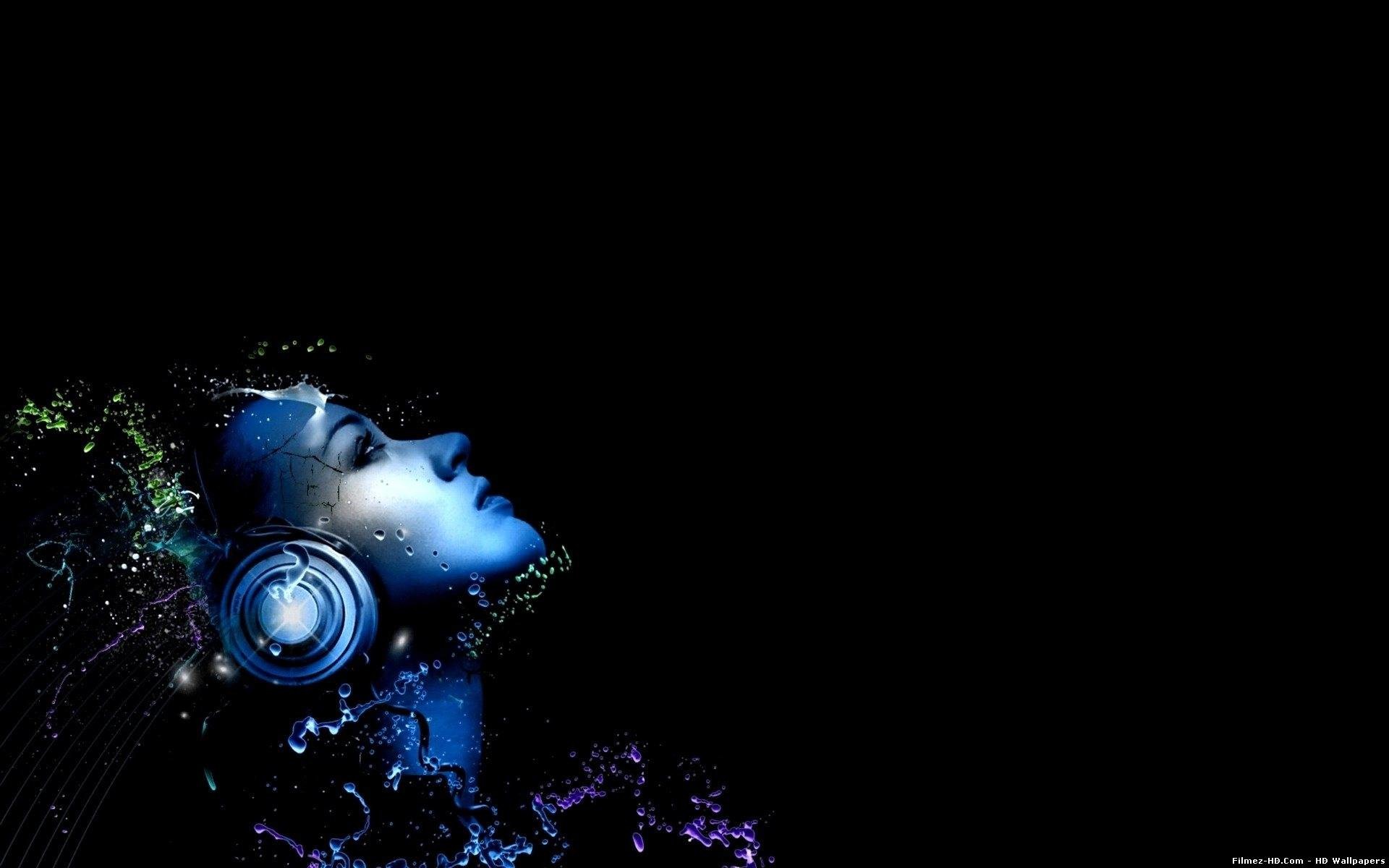 Cuffie, Volto, Arte digitale, Blu, 1920x1200, sfondo per PC
