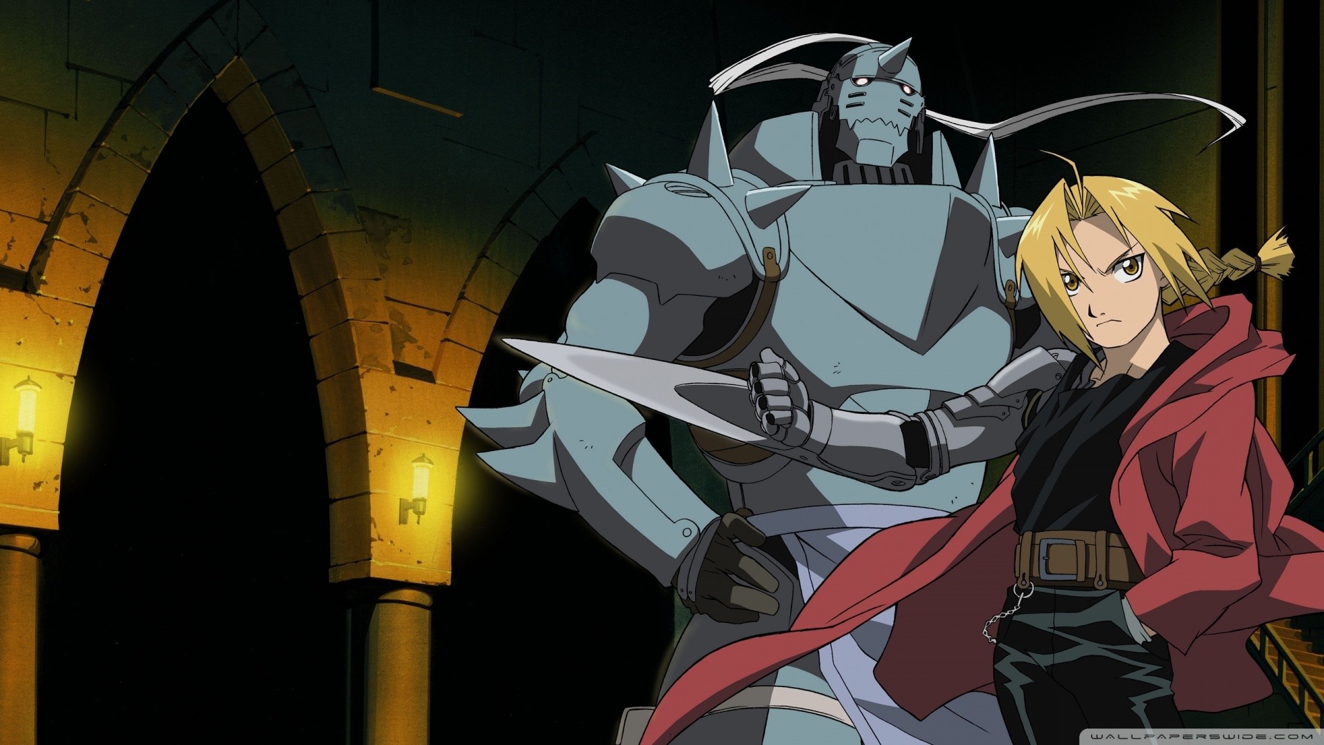 Edward Elric, Alphonse Elric, Fullmetal Alchemist, Armatura, Cattedrale, sfondo desktop 1080p