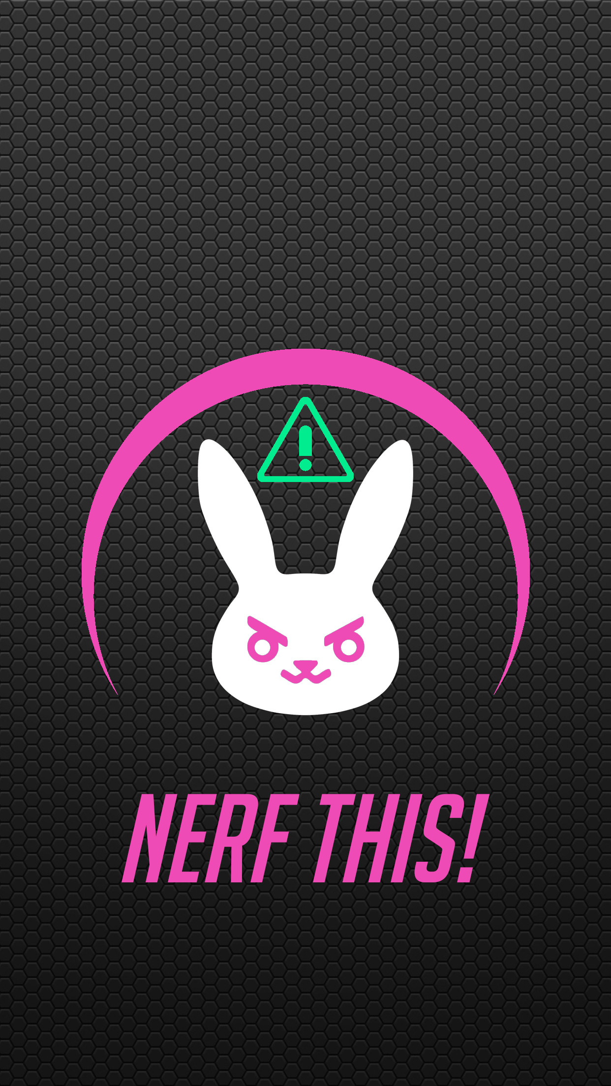 D.Va, Overwatch, Nerf This, Logo coniglio, Sfondo nero, 1242x2208, schermata di blocco iPhone