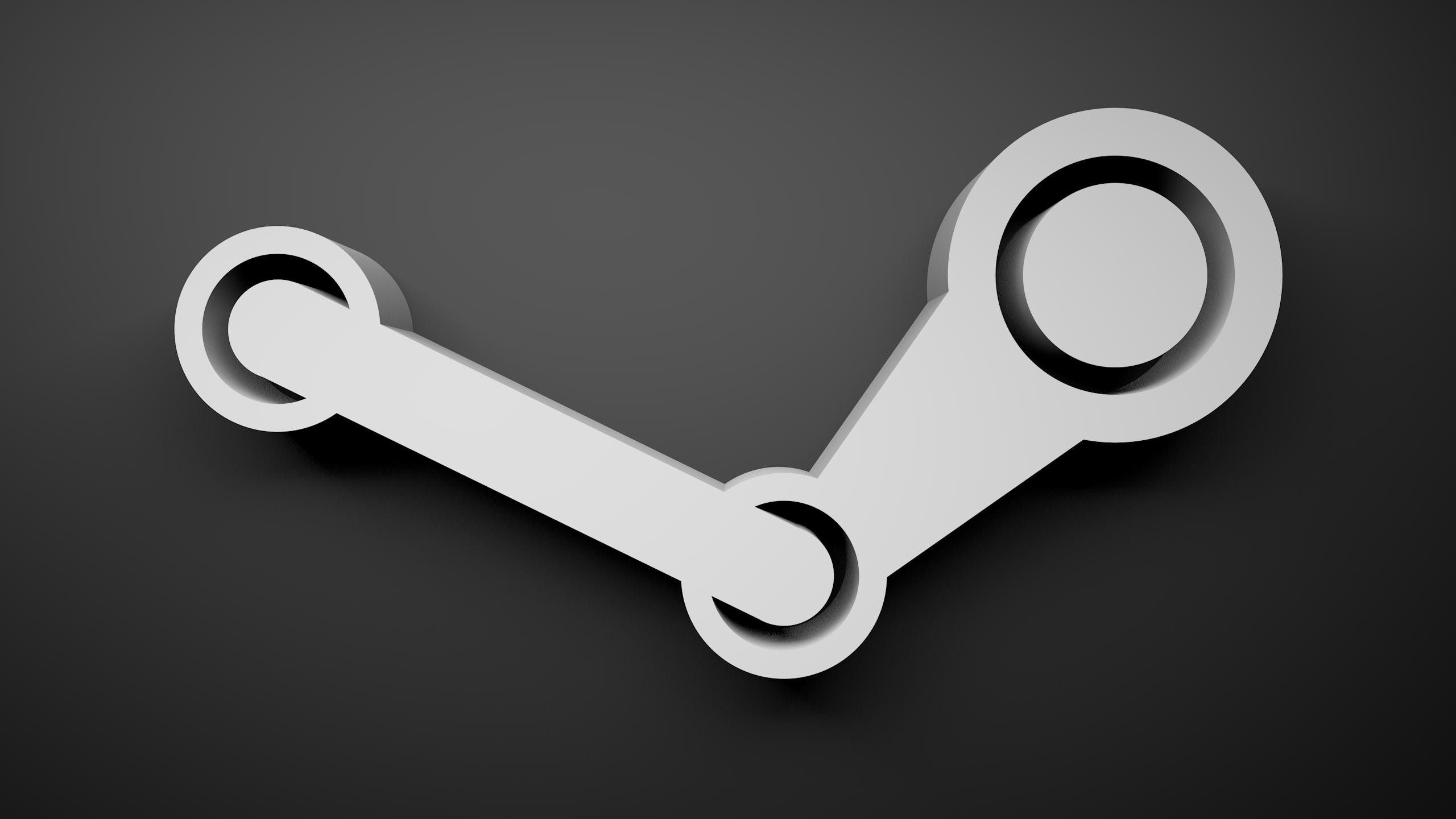 Logo Steam, Steam, 3D, Grigio, 2560x1440, immagine di sfondo