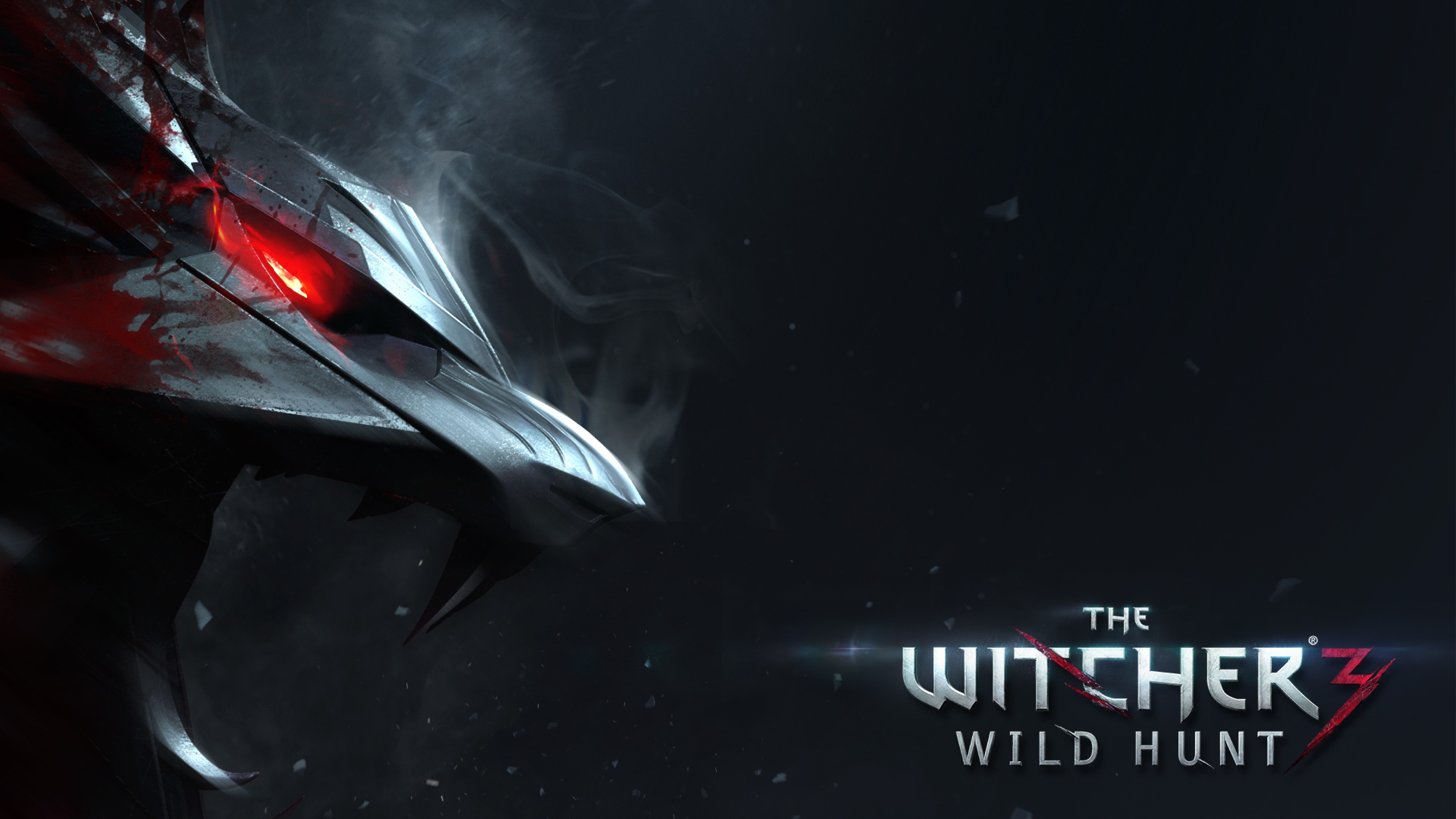 Medaglione del lupo, The Witcher 3: Wild Hunt, Logo, Nero, 4K, sfondo desktop