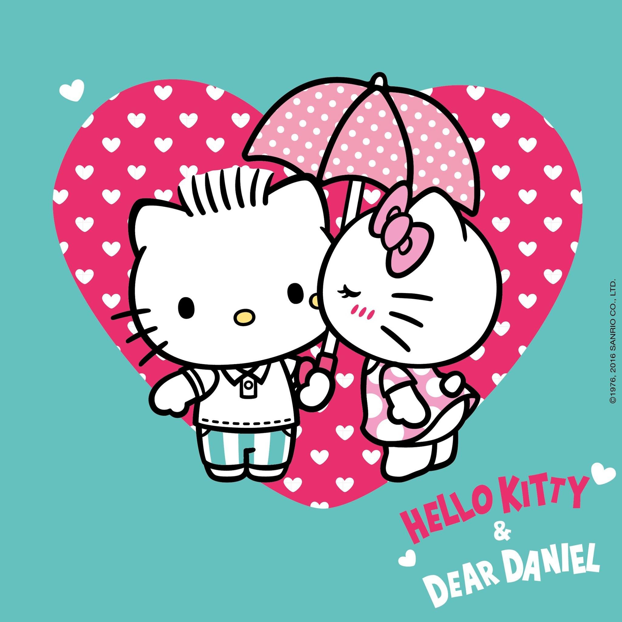 Hello Kitty, Dear Daniel, Ombrello, Cuore, Coppia, Full HD, schermata di blocco iPad